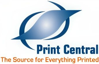 Print Central logo with blue abstract swoosh and orange tagline: &ldquo;The Source for Everything Printed&rdquo;