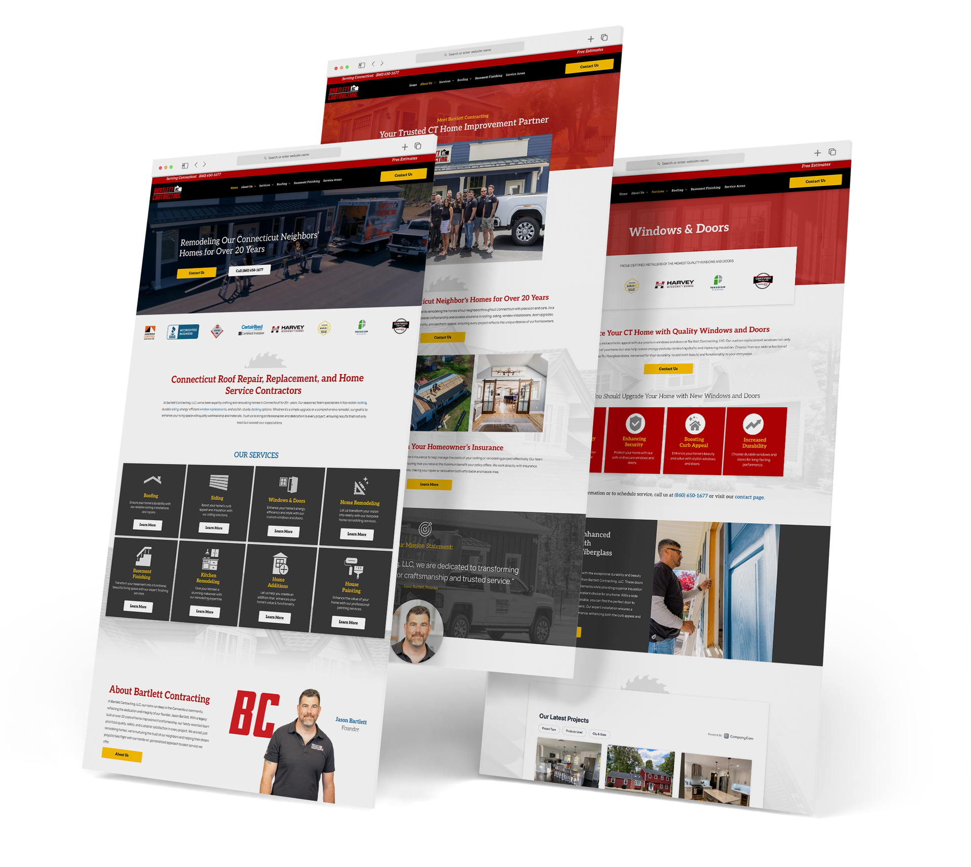 Bartlett Contracting website screen grabs