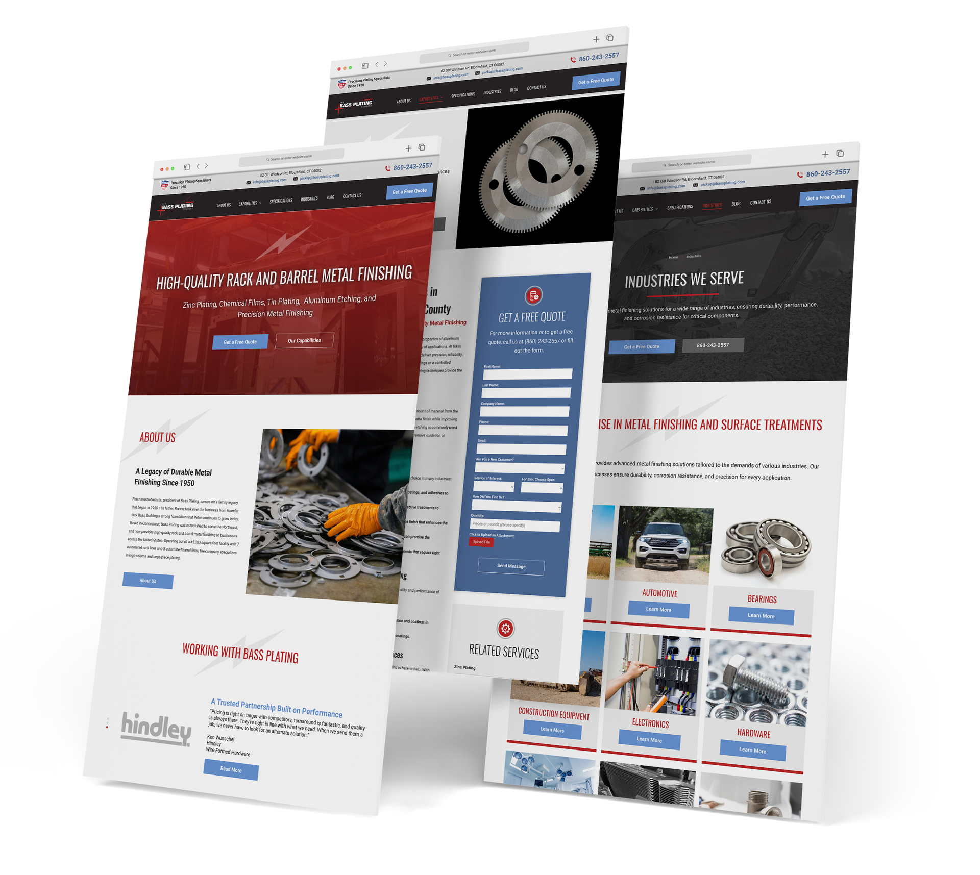 Bass Plating website screen grabs