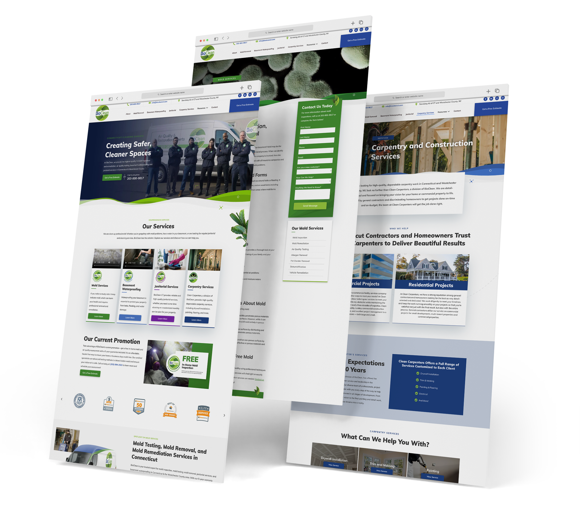 Bioclean website screen grabs