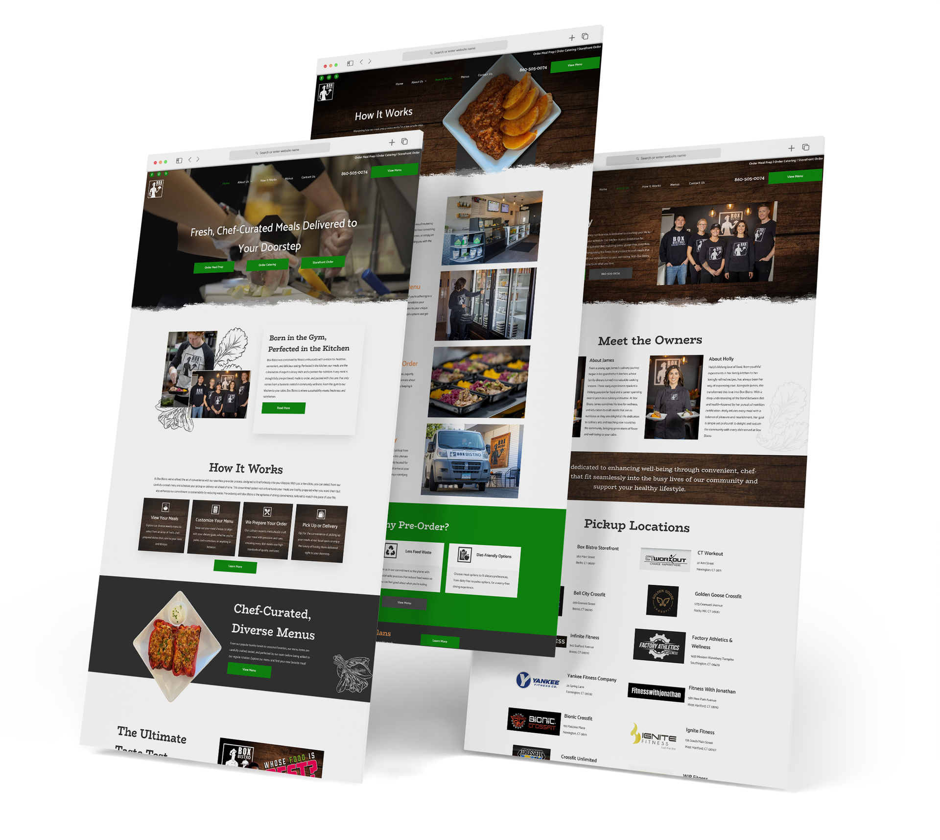 Box Bistro website screen grabs