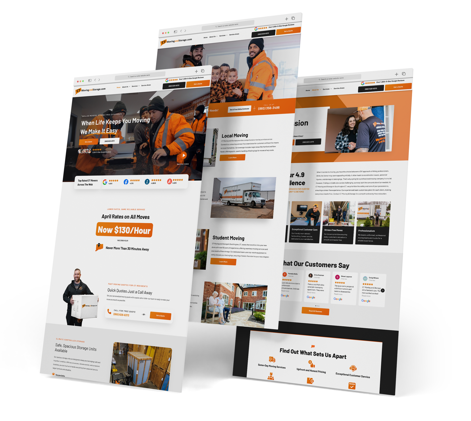 CT Moving and Storage website screen grabs