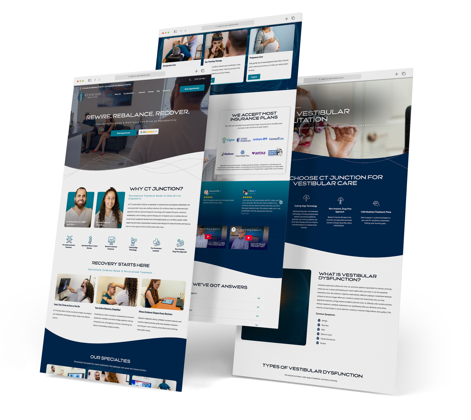 CT Junction Brain & Spine website screen grabs