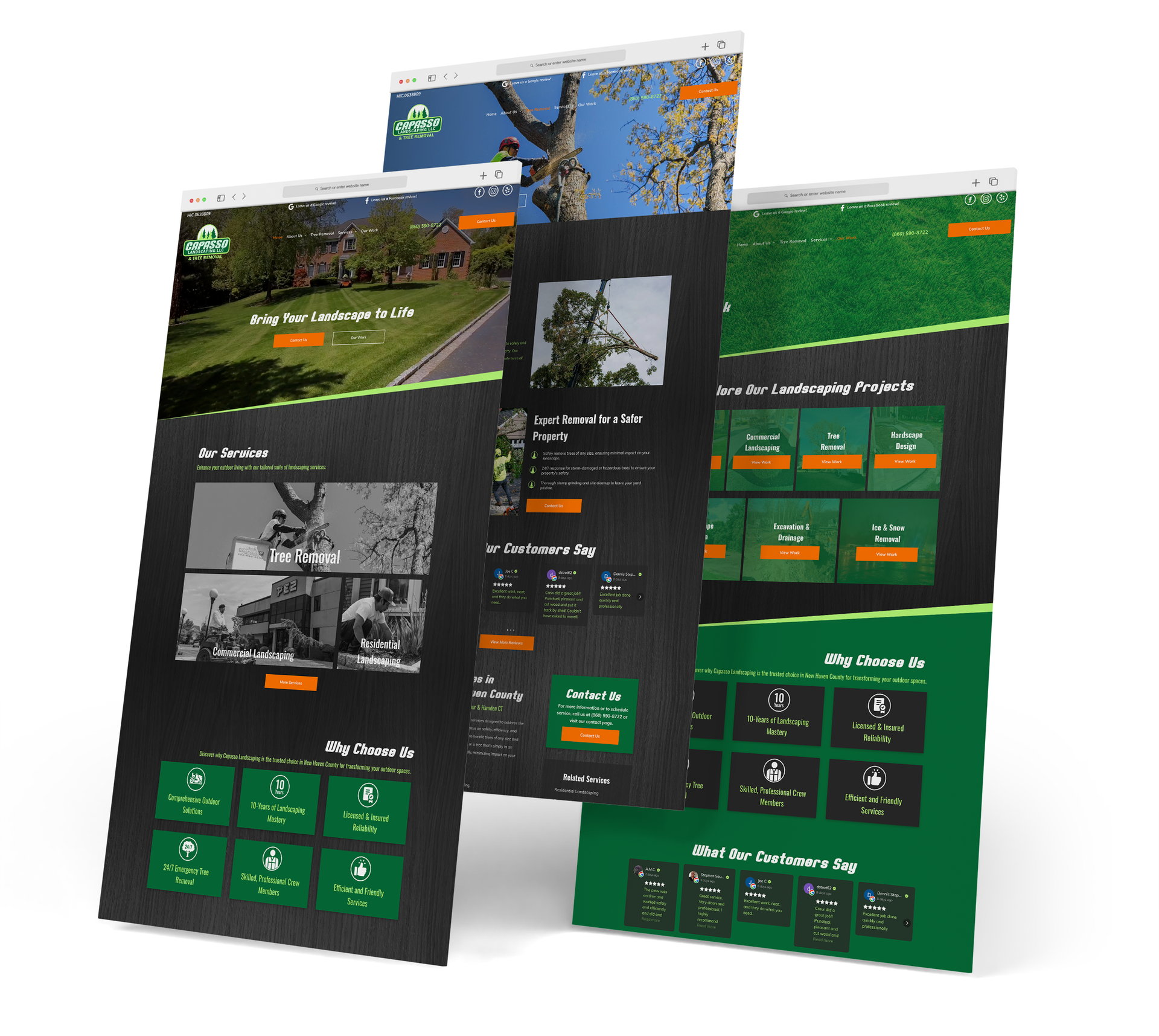 Capasso Landscaping website screen grabs