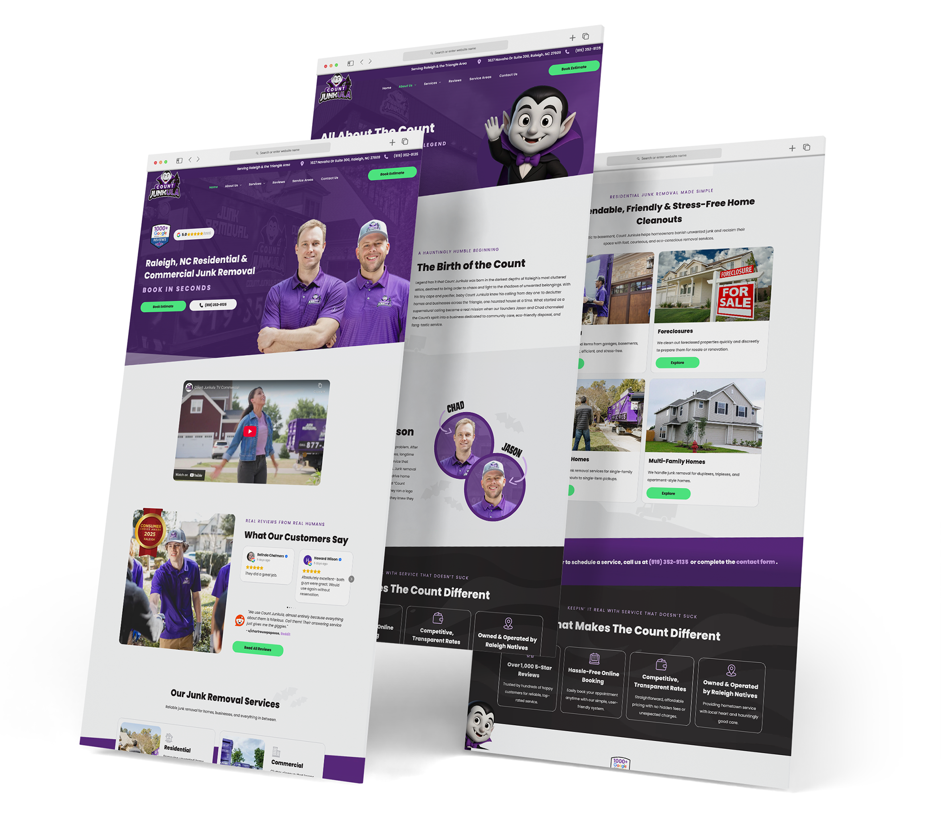 Count Junkula website screen grabs