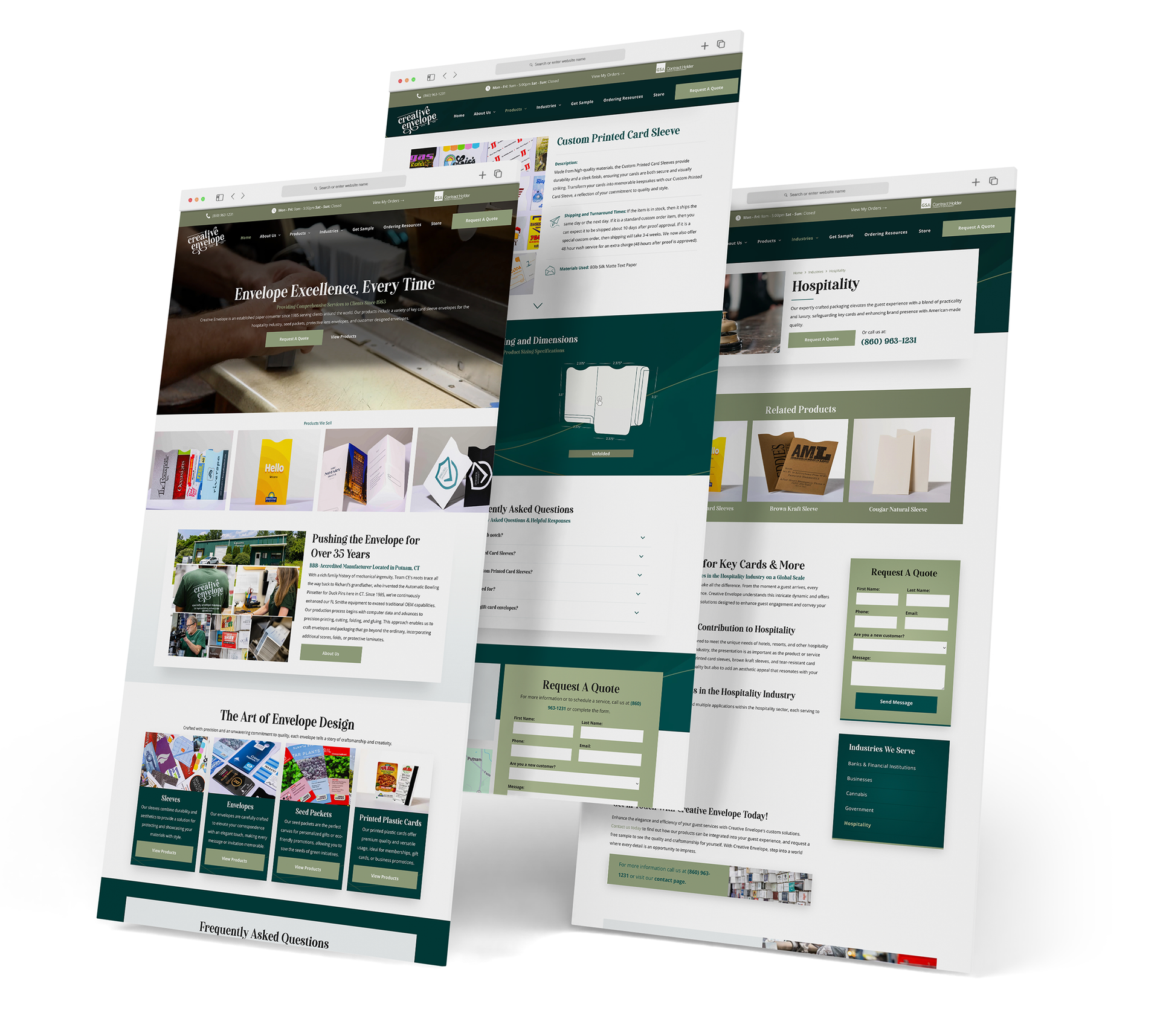 Creative Envelope website screen grabs