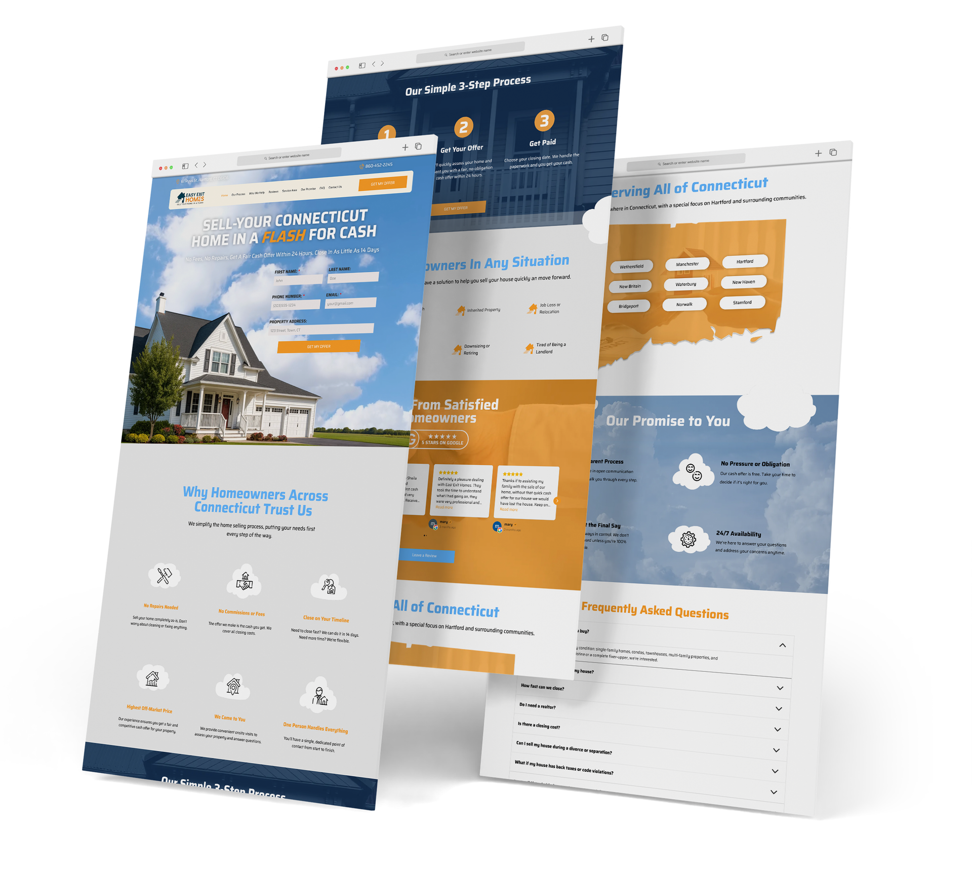 Easy Exit Homes website screen grabs