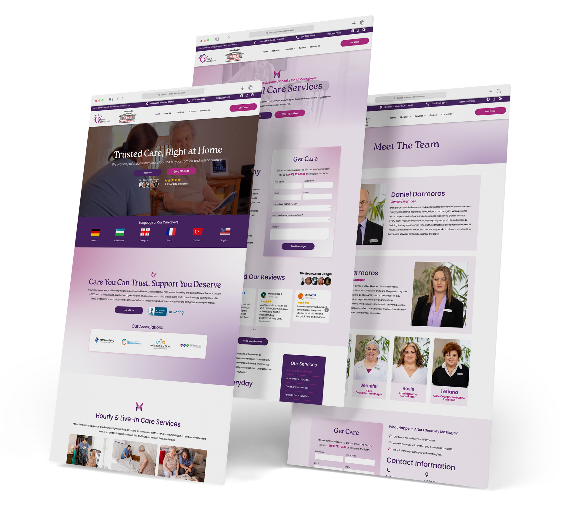 Euro Homecare website screen grabs