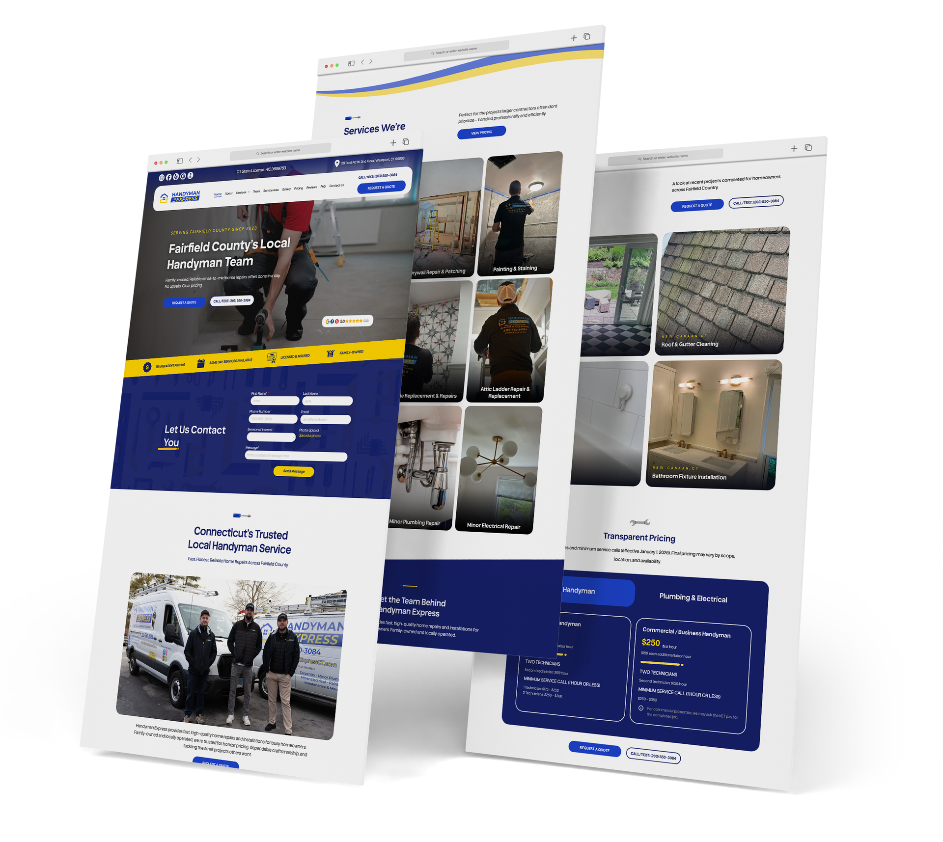 Handyman Express website screen grabs.