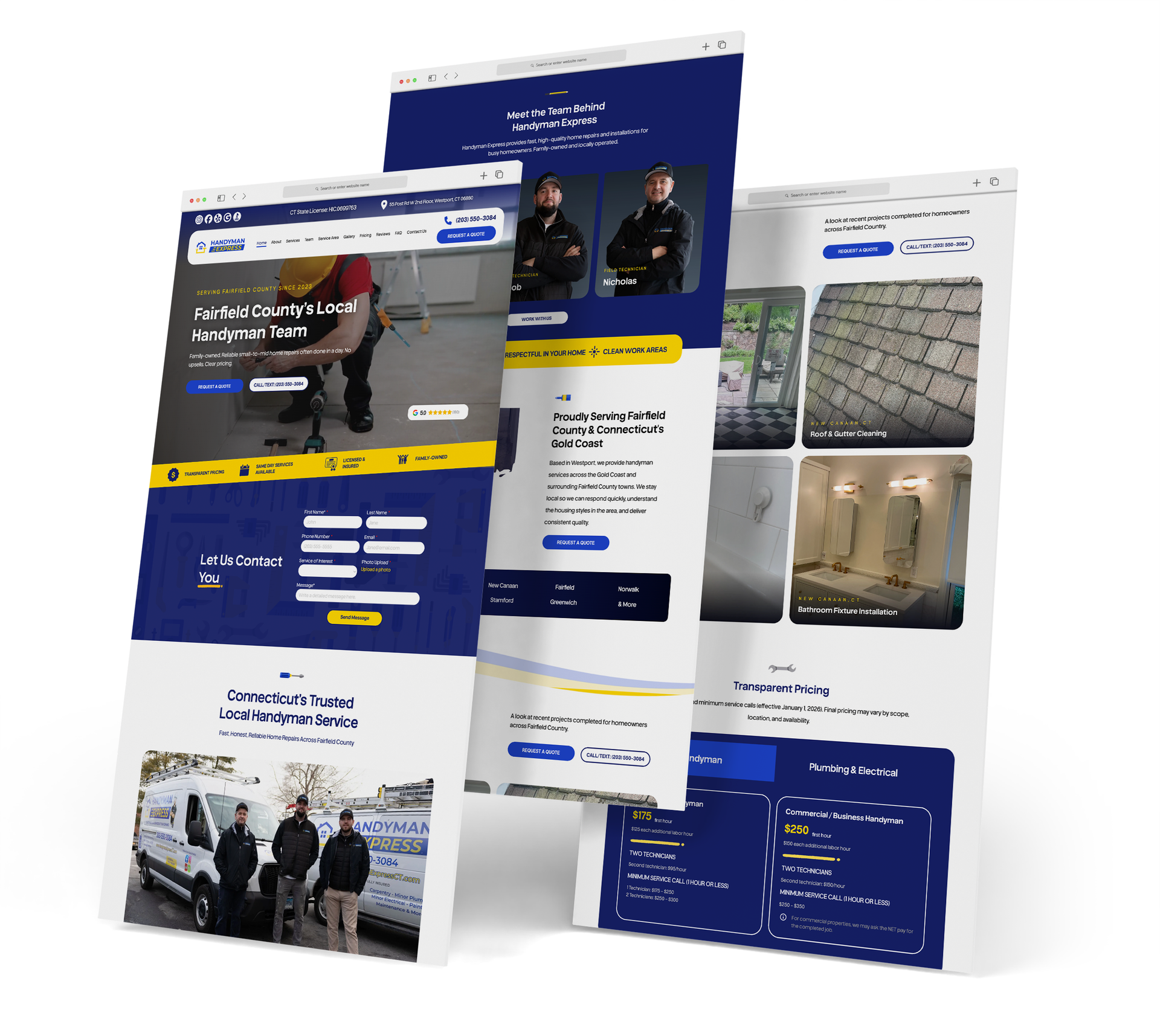 Handyman Express website screen grabs