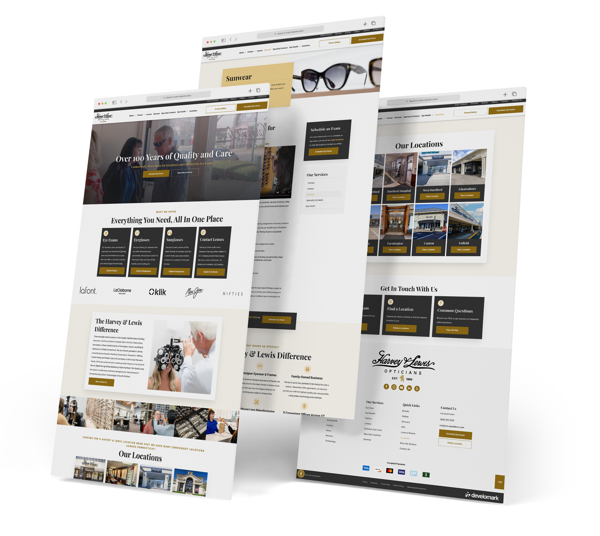 Harvey & Lewis Opticians website screen grabs