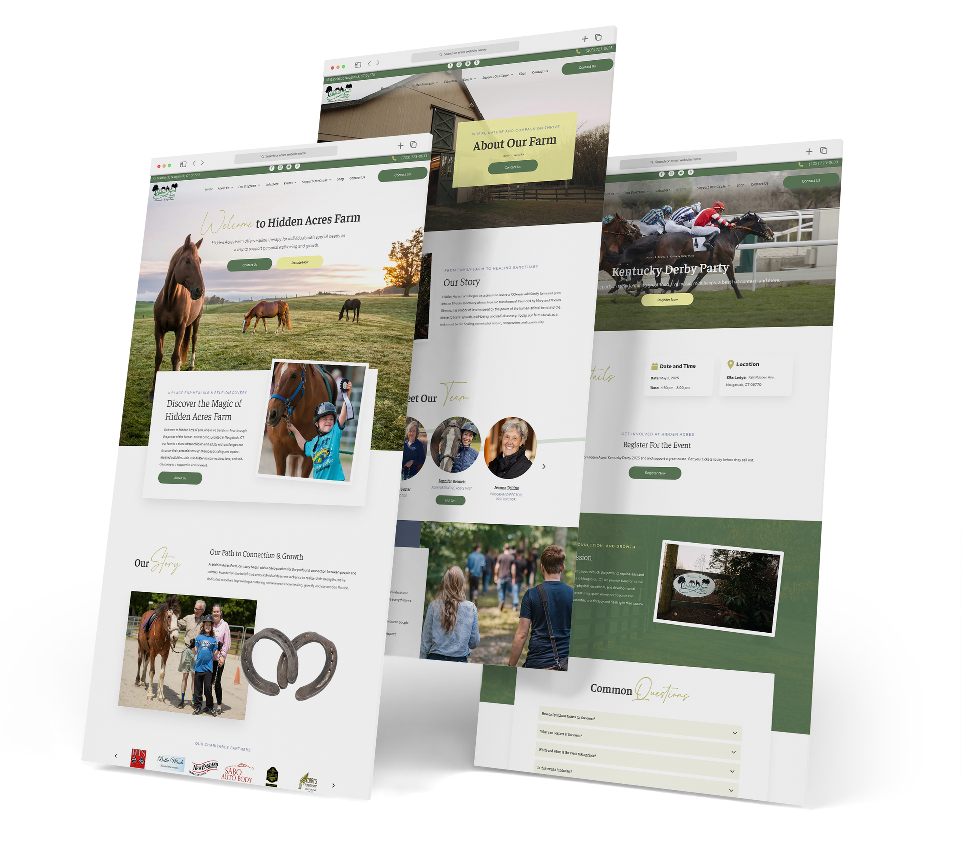 Hidden Acres website screen grabs