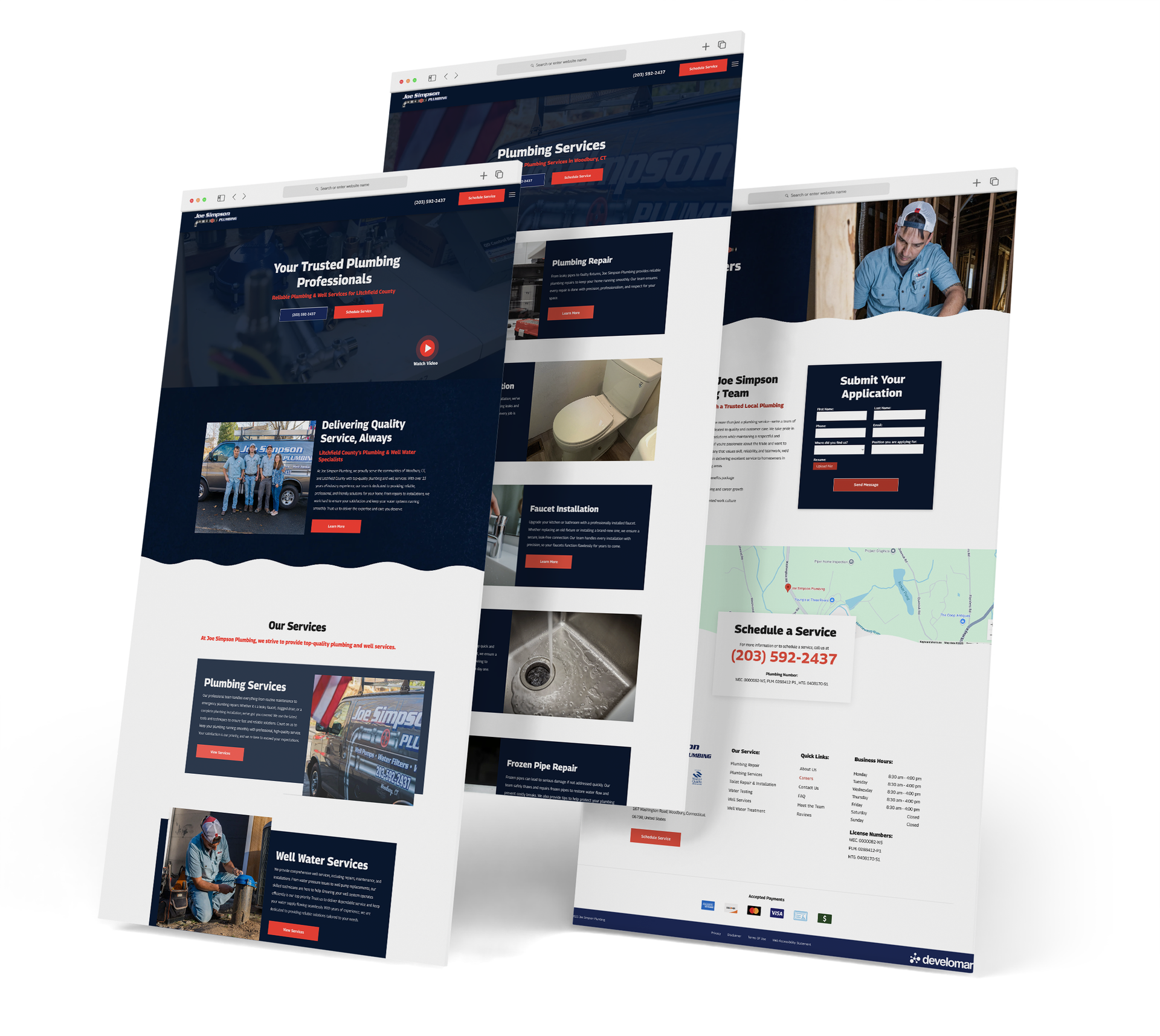Joe Simpson Plumbing website screen grabs