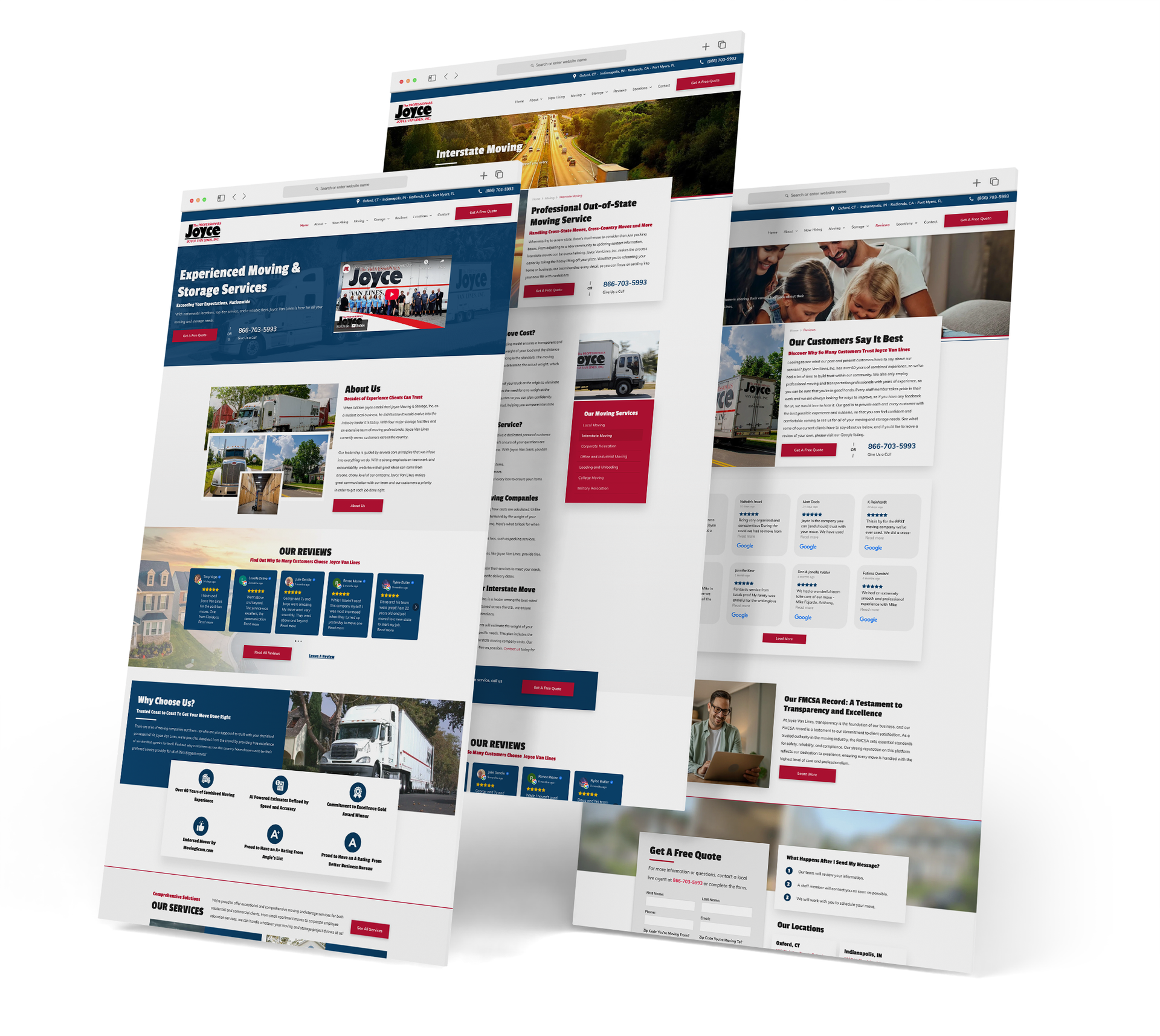 Joyce Van Lines website screen grabs