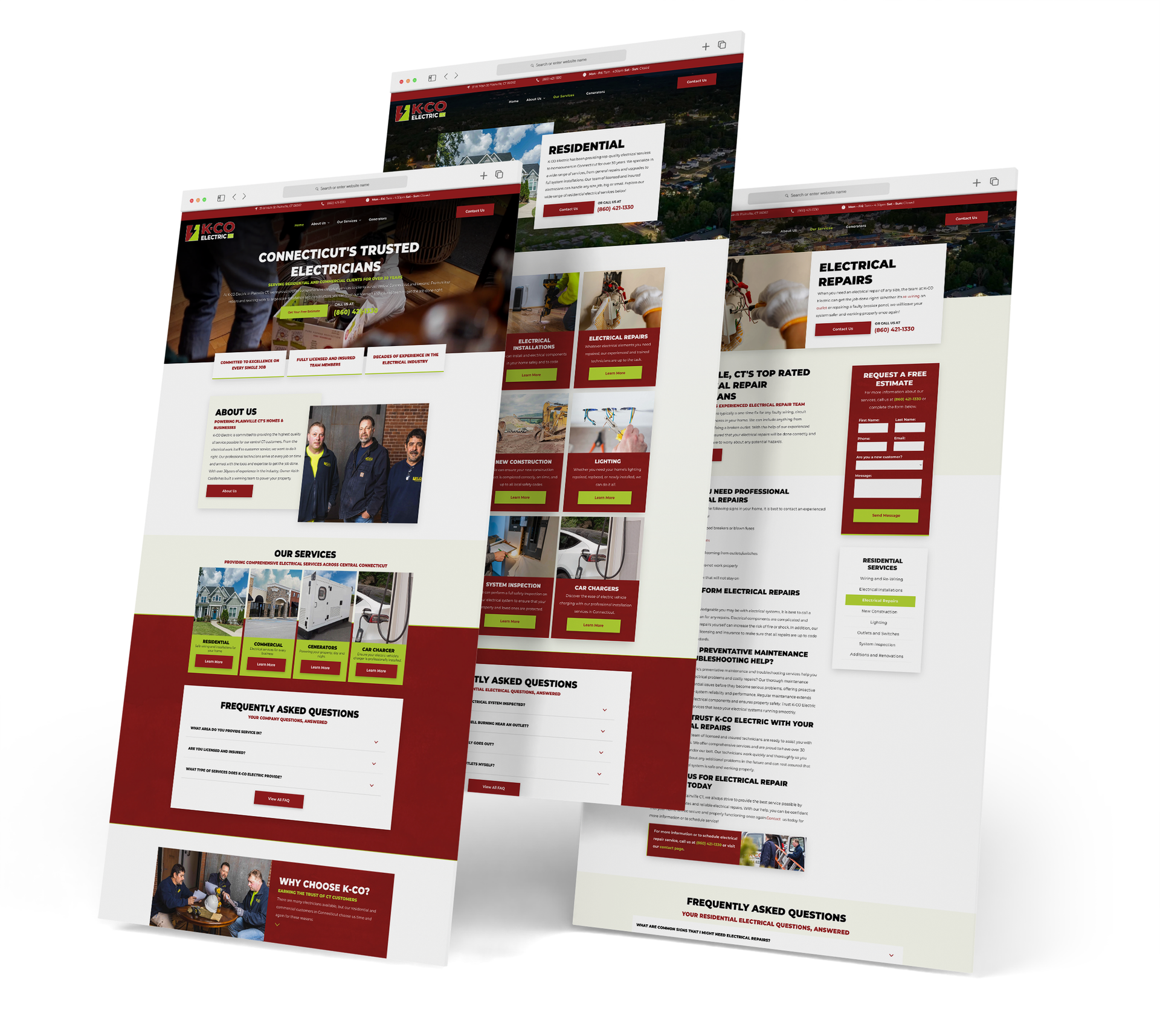 K-Co Electric website screen grabs