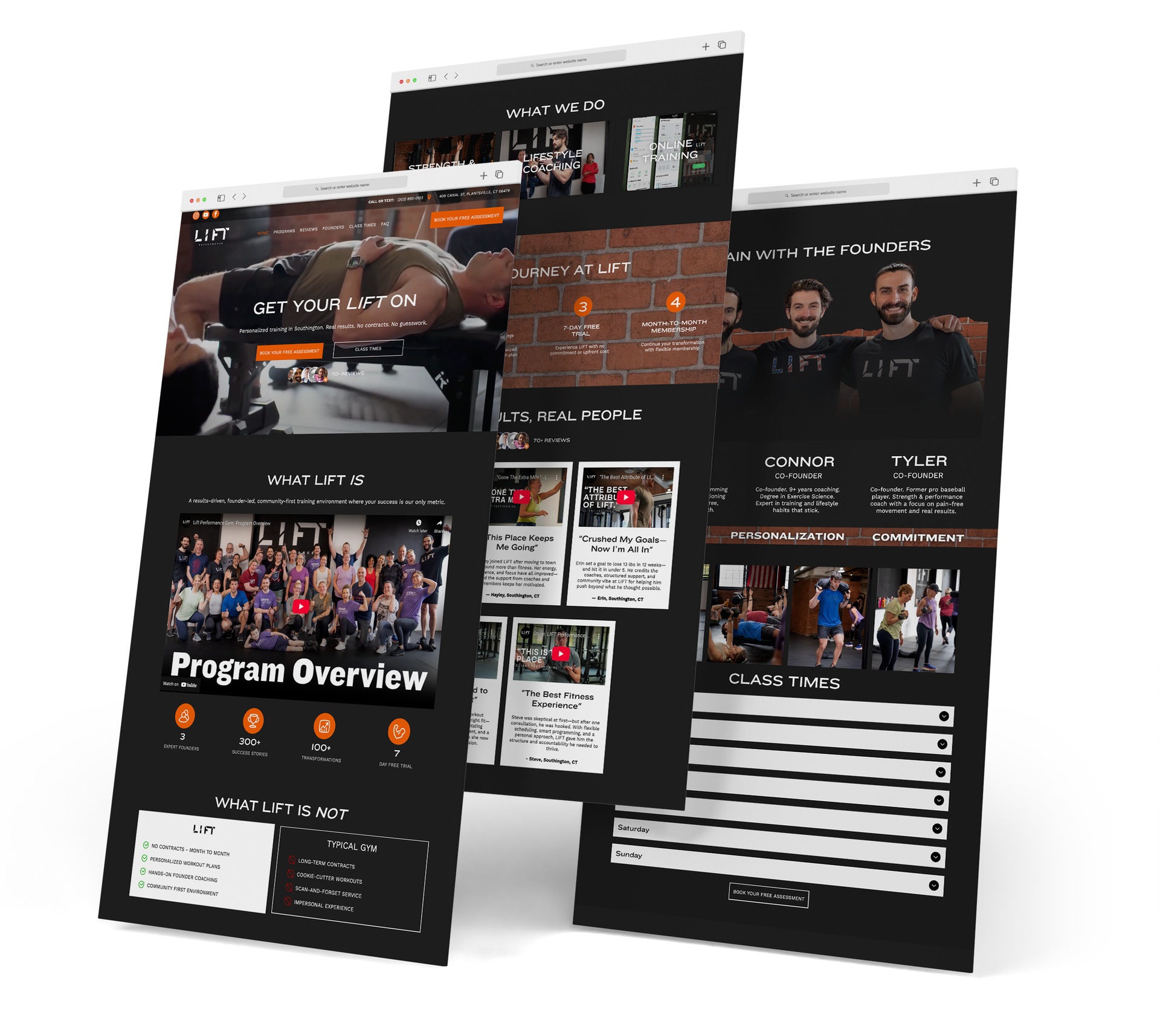 Lift Performance website screen grabs