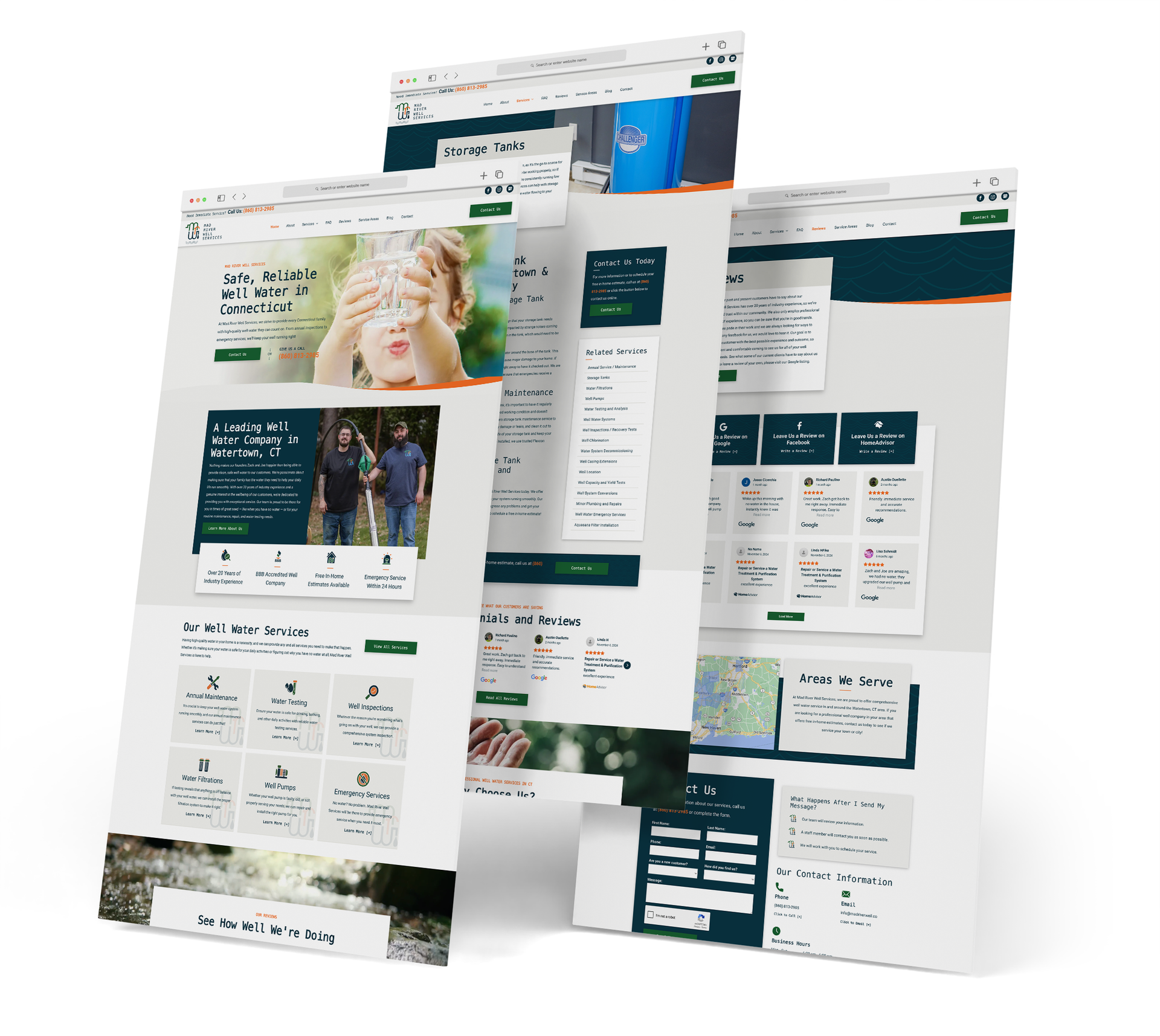 Mad River Well Services website screen grabs