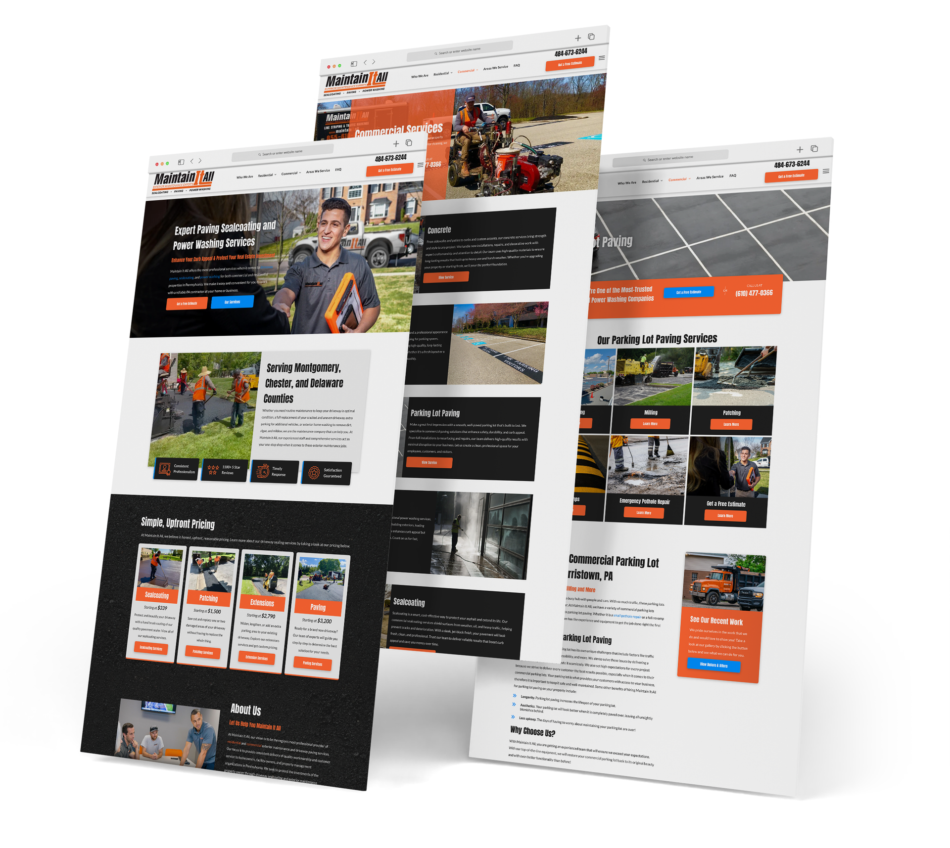 Maintain It All website screen grabs