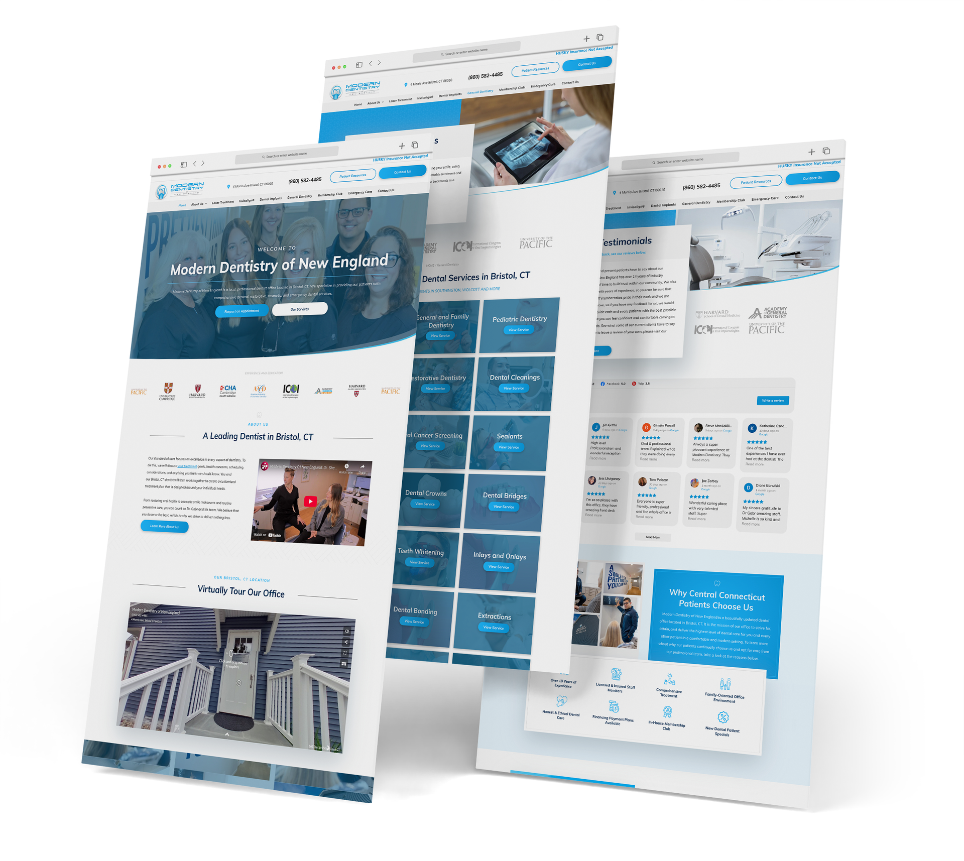 Modern Dentistry website screen grabs