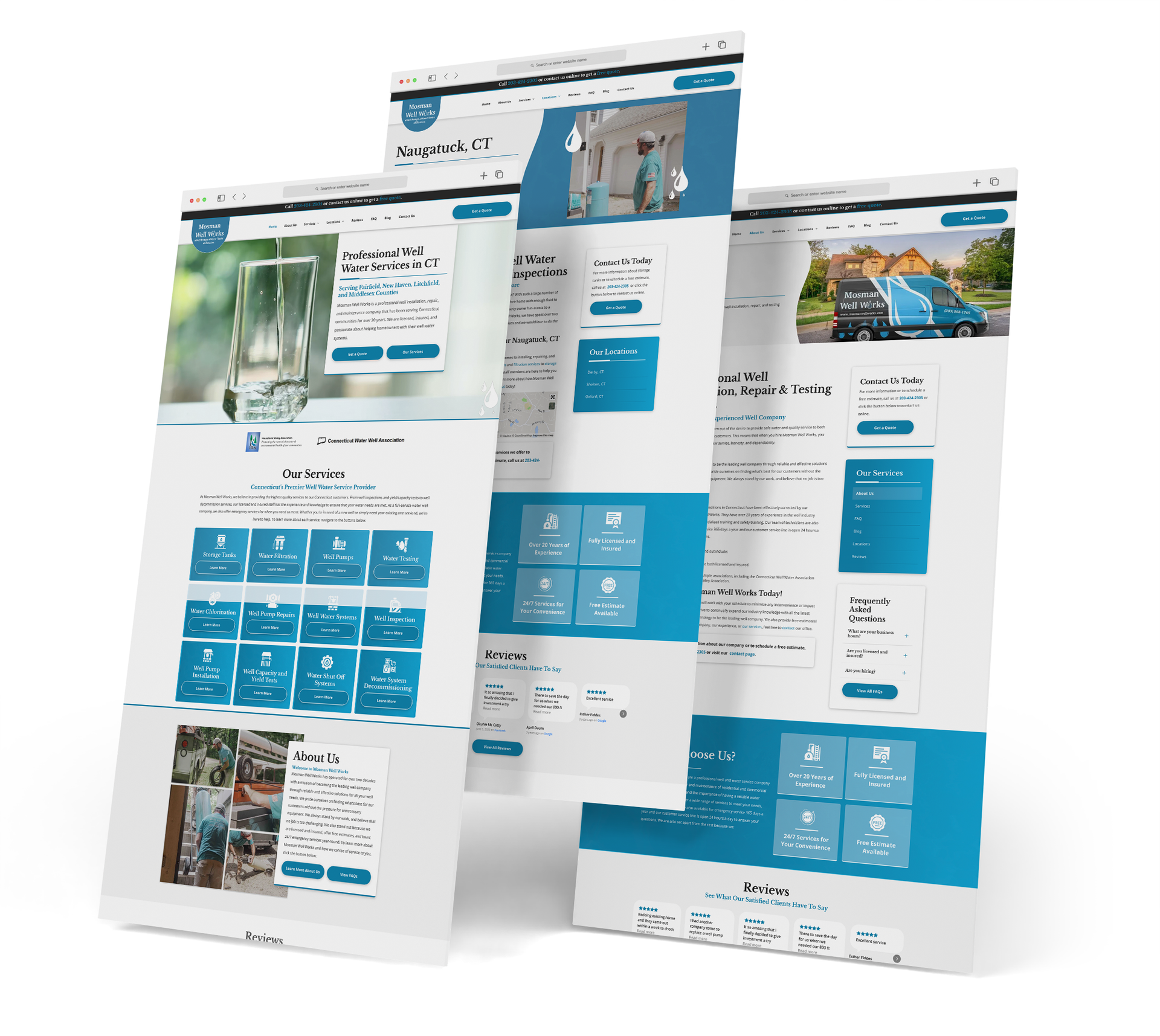 Mosman Well Works website screen grabs