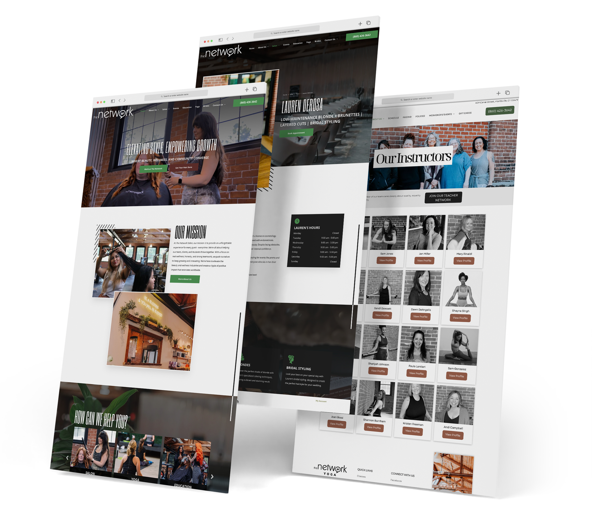 The Network Salon website screen grabs