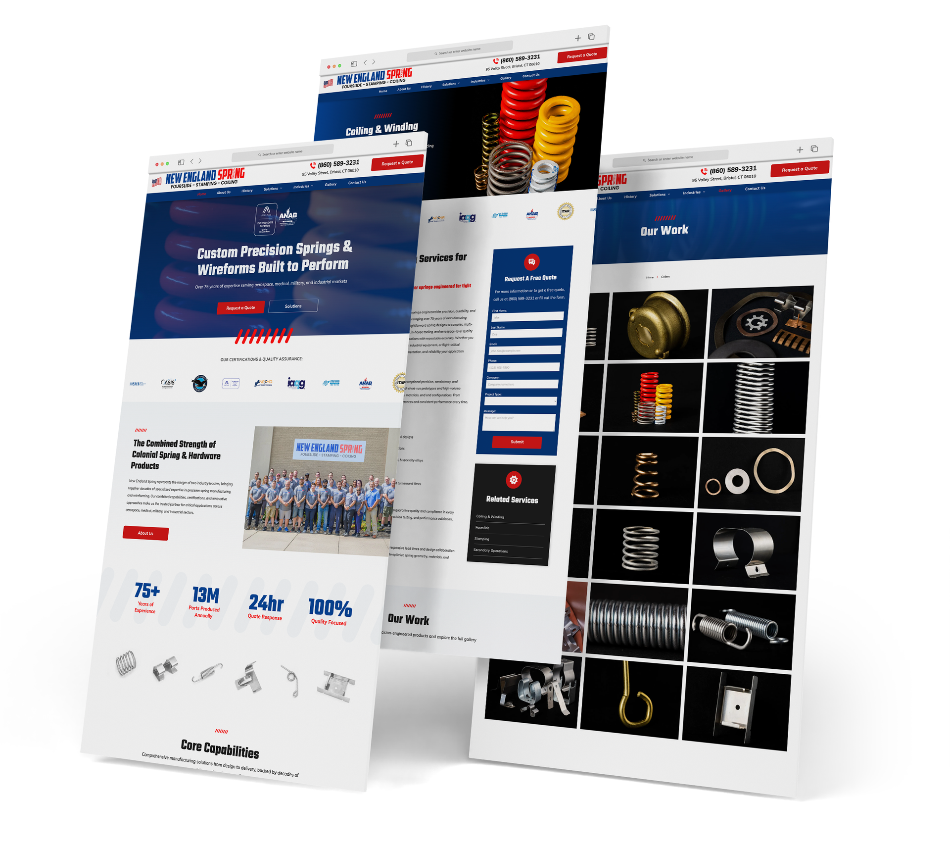 New England Spring website screen grabs