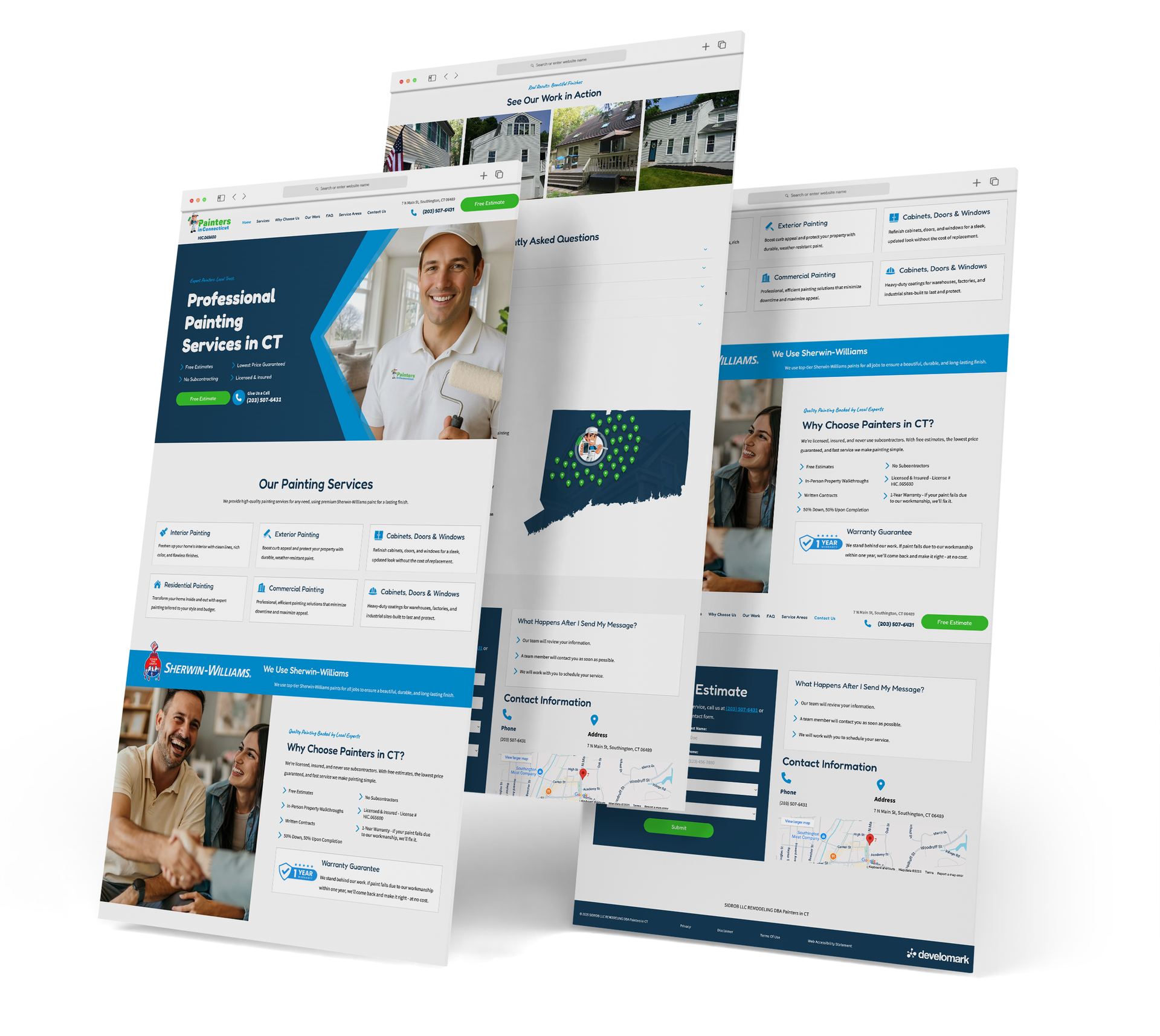 Painters In CT website screen grabs