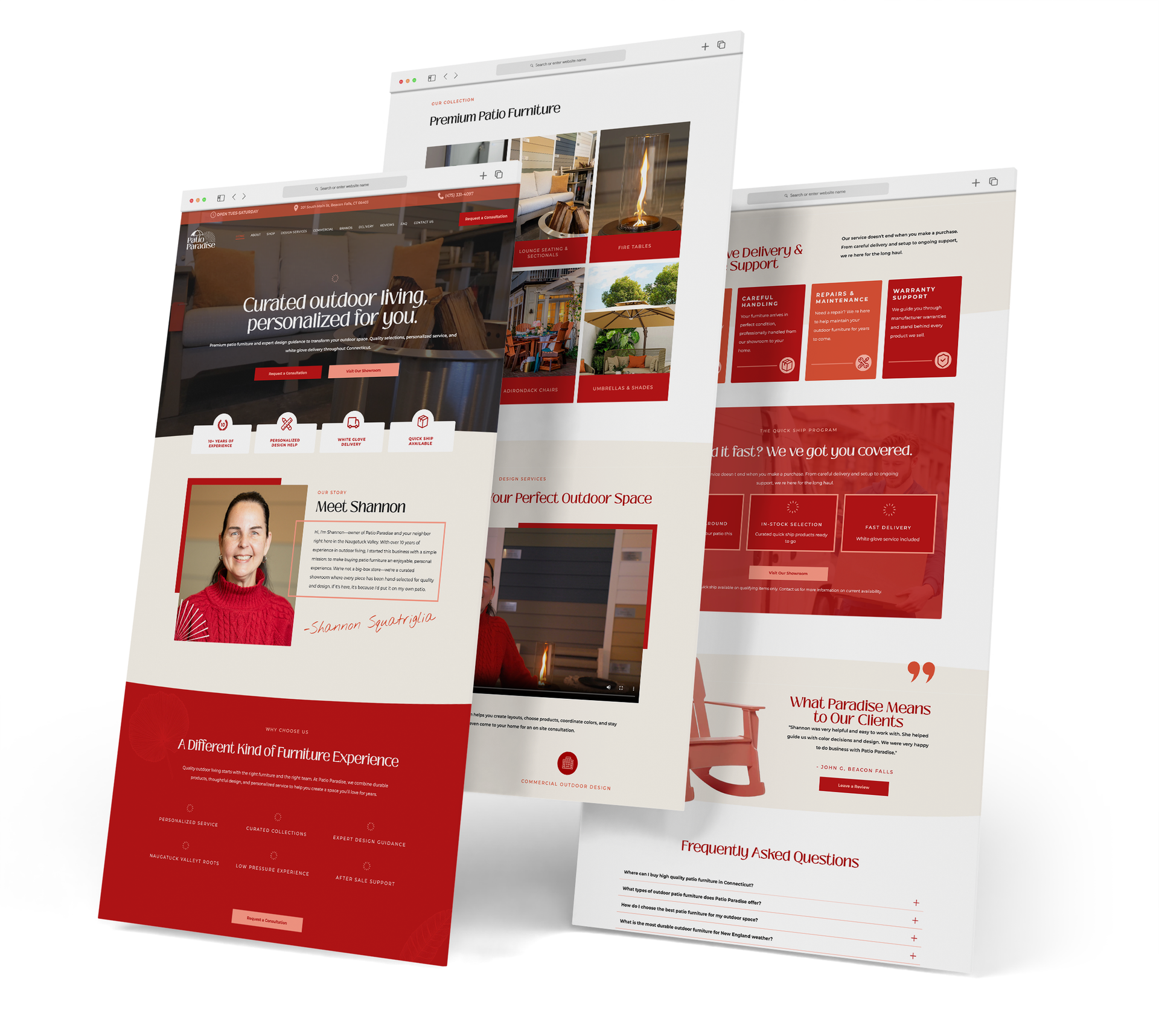 Patio Paradise website screen grabs.