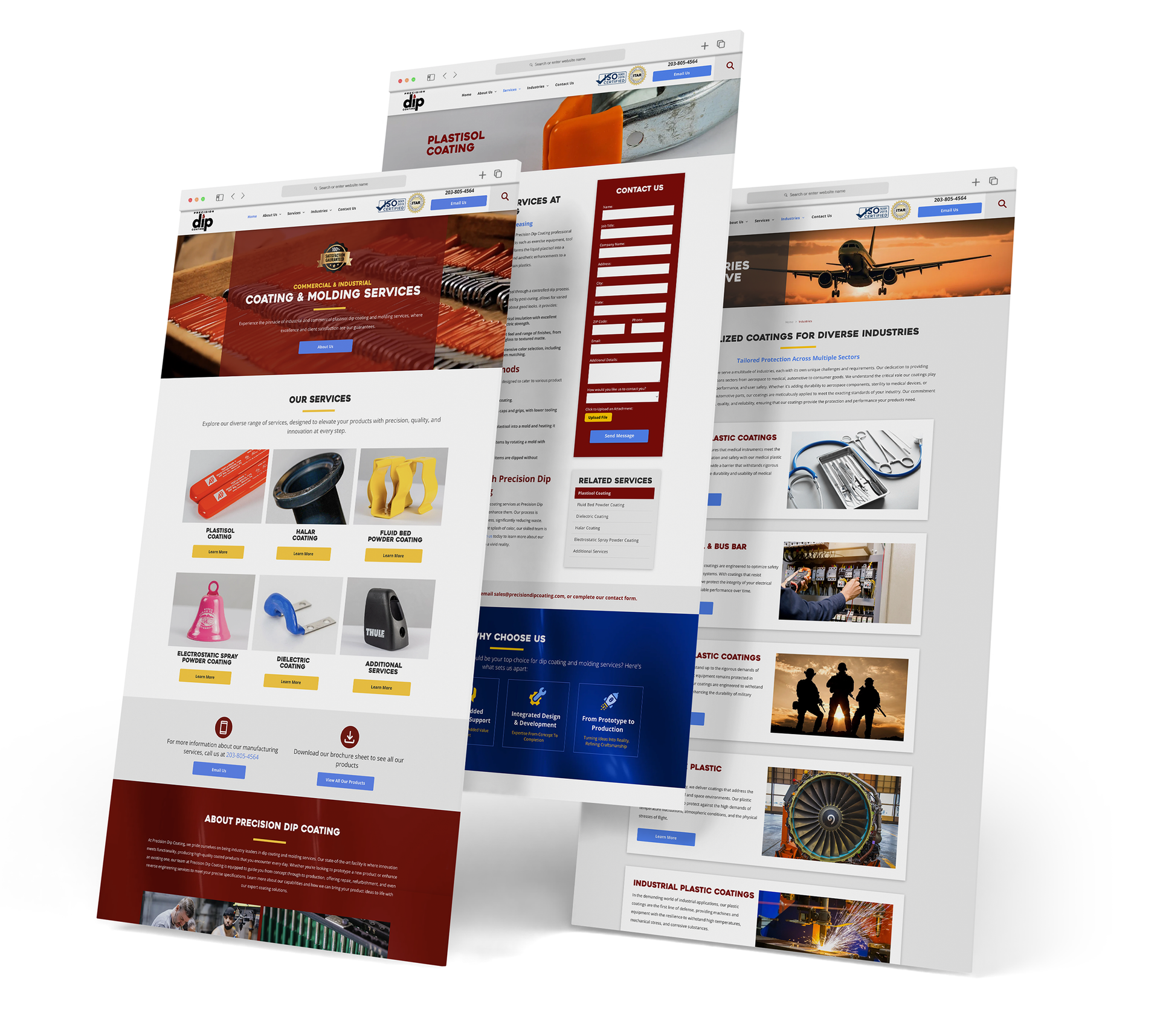 Precision Dip Coating website screen grabs