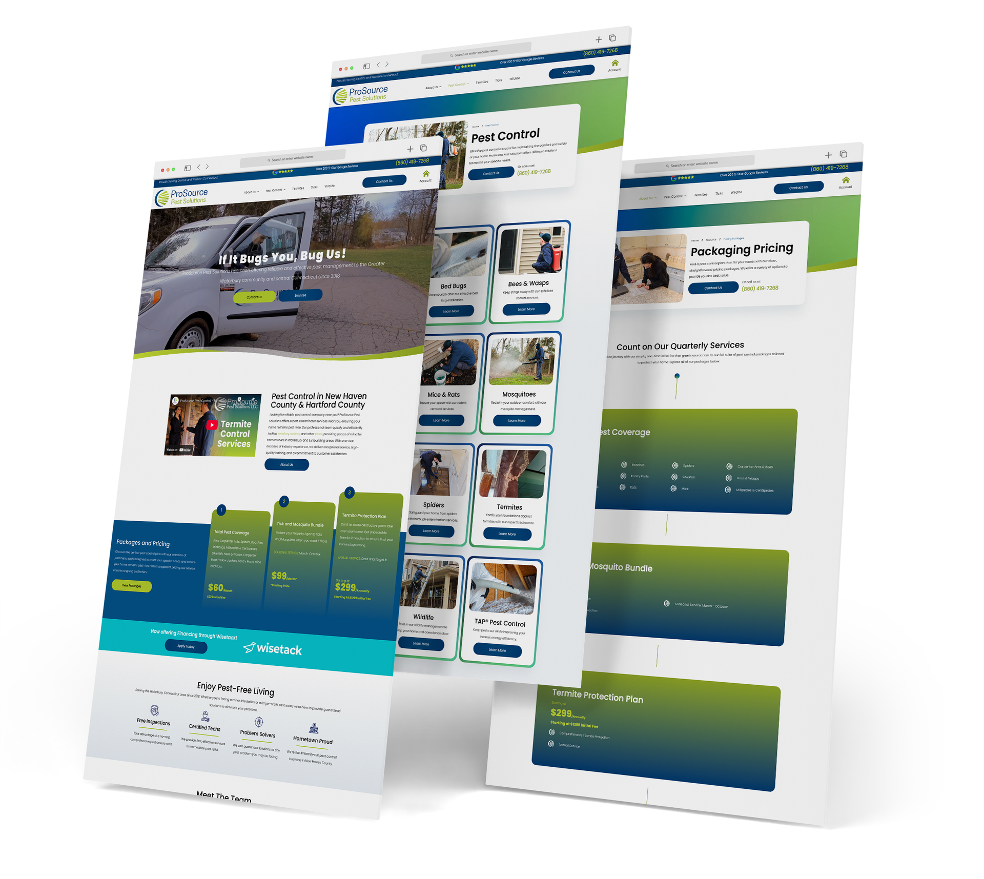 Pro Source Pest Services website screen grabs