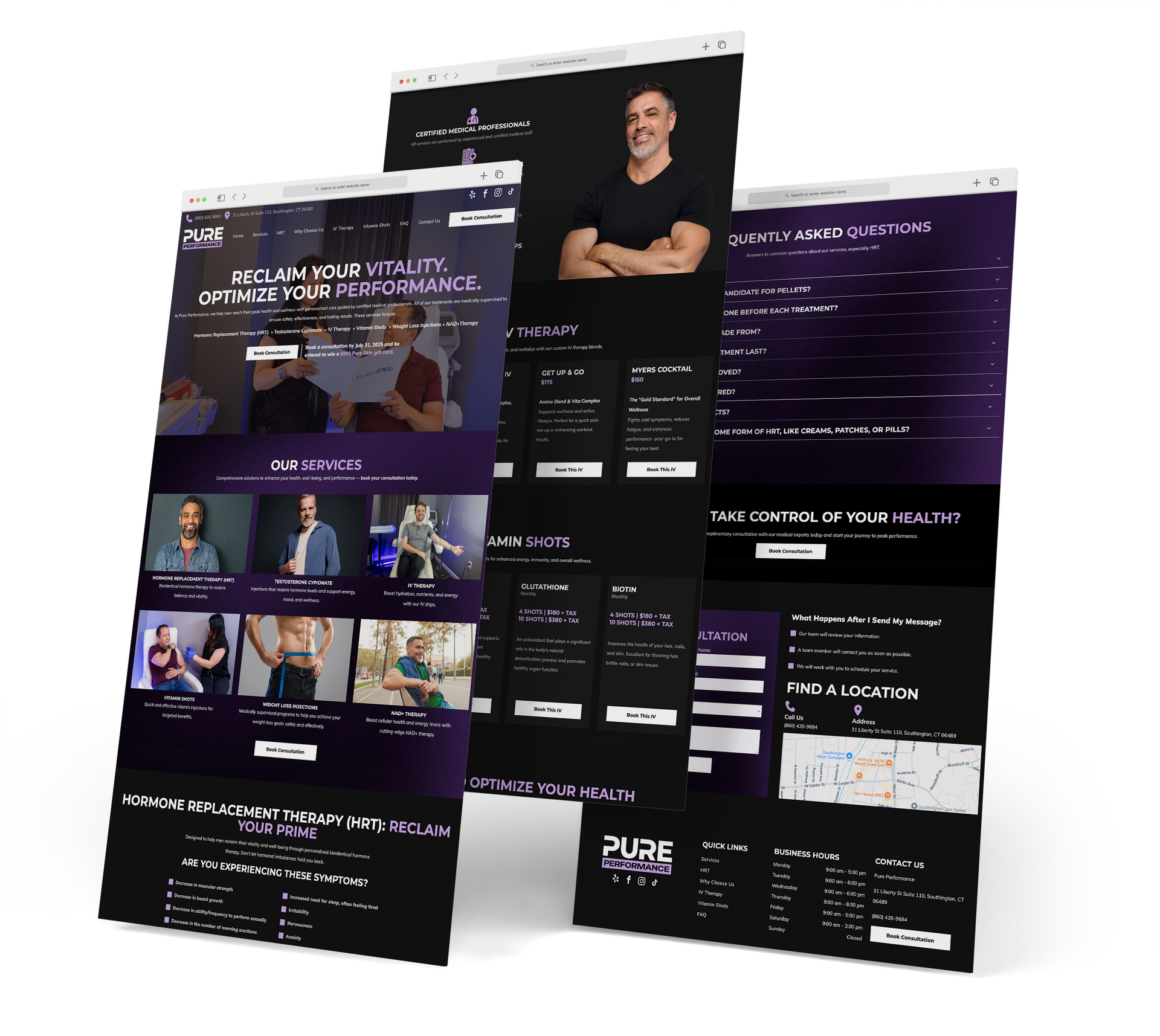 Pure Performance website screen grabs