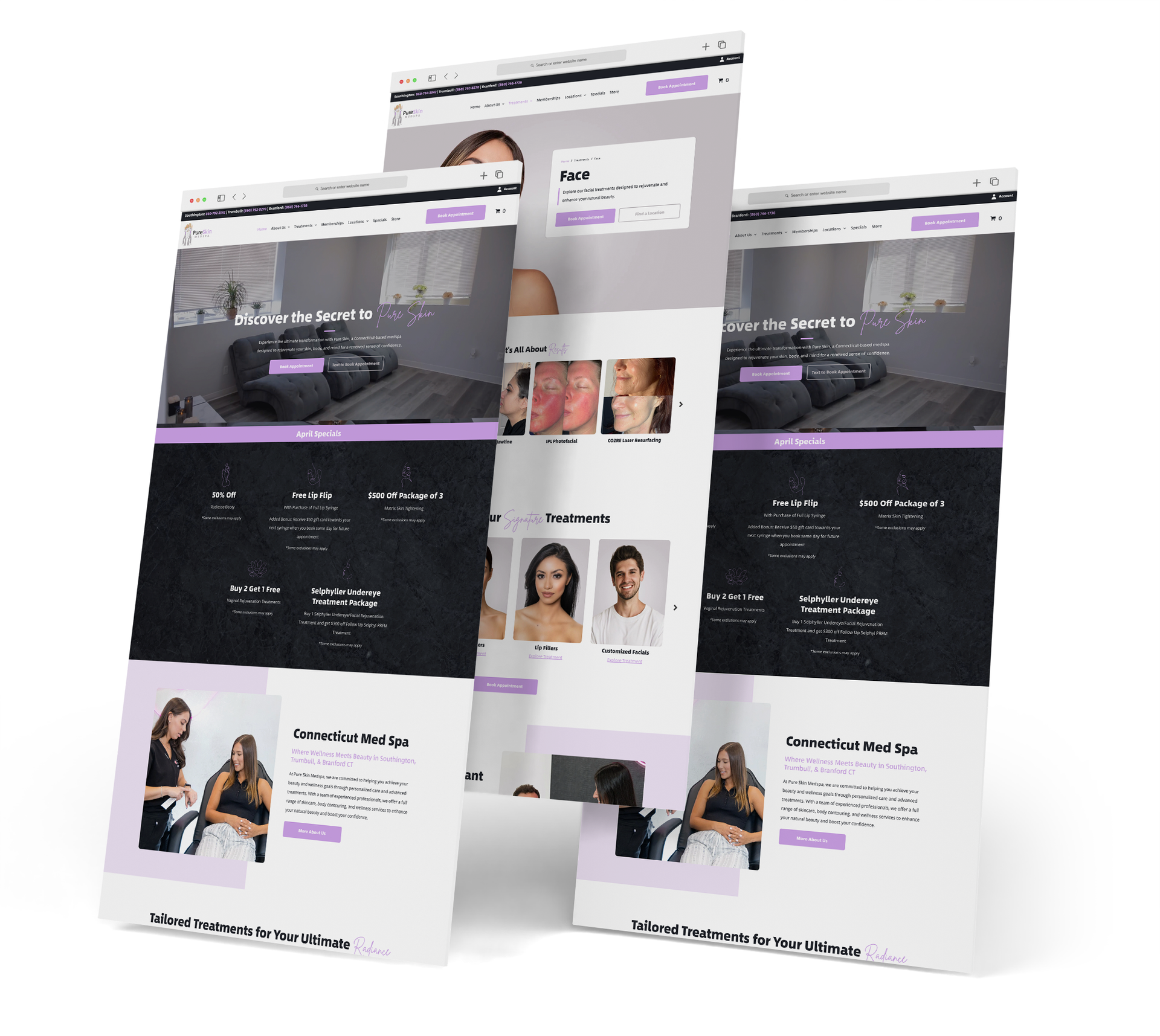 Pure Skin website screen grabs