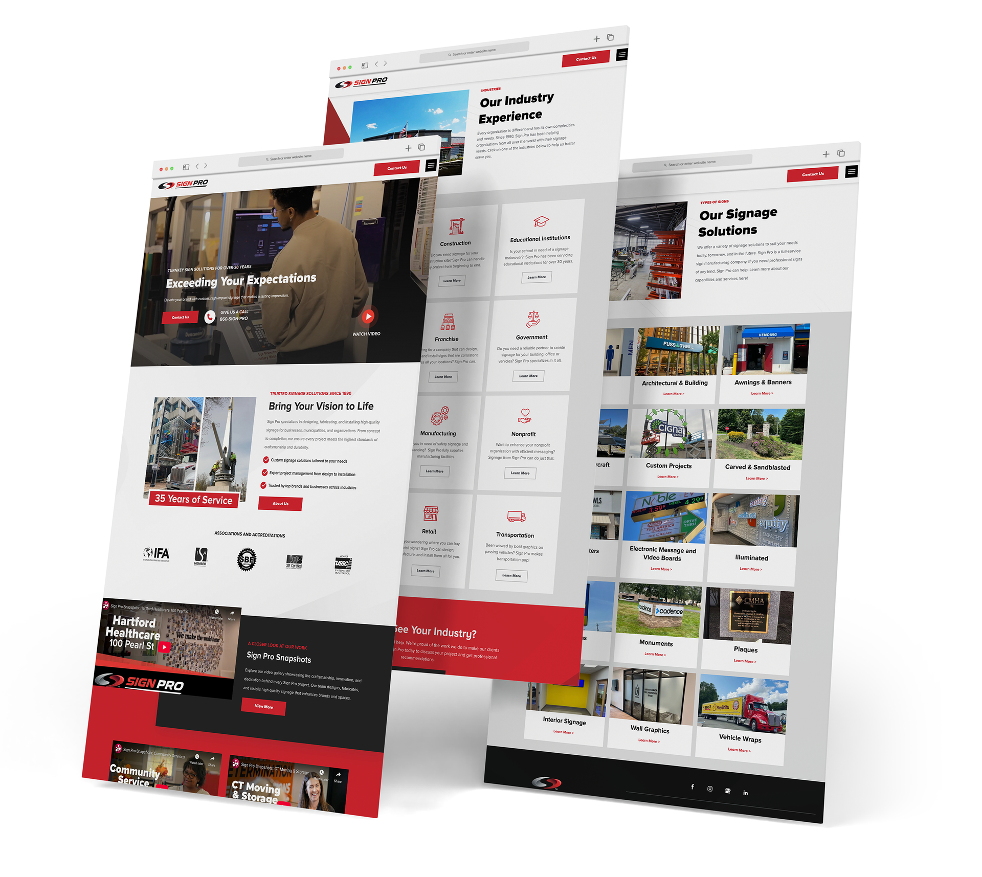 Sign Pro Website screen grabs