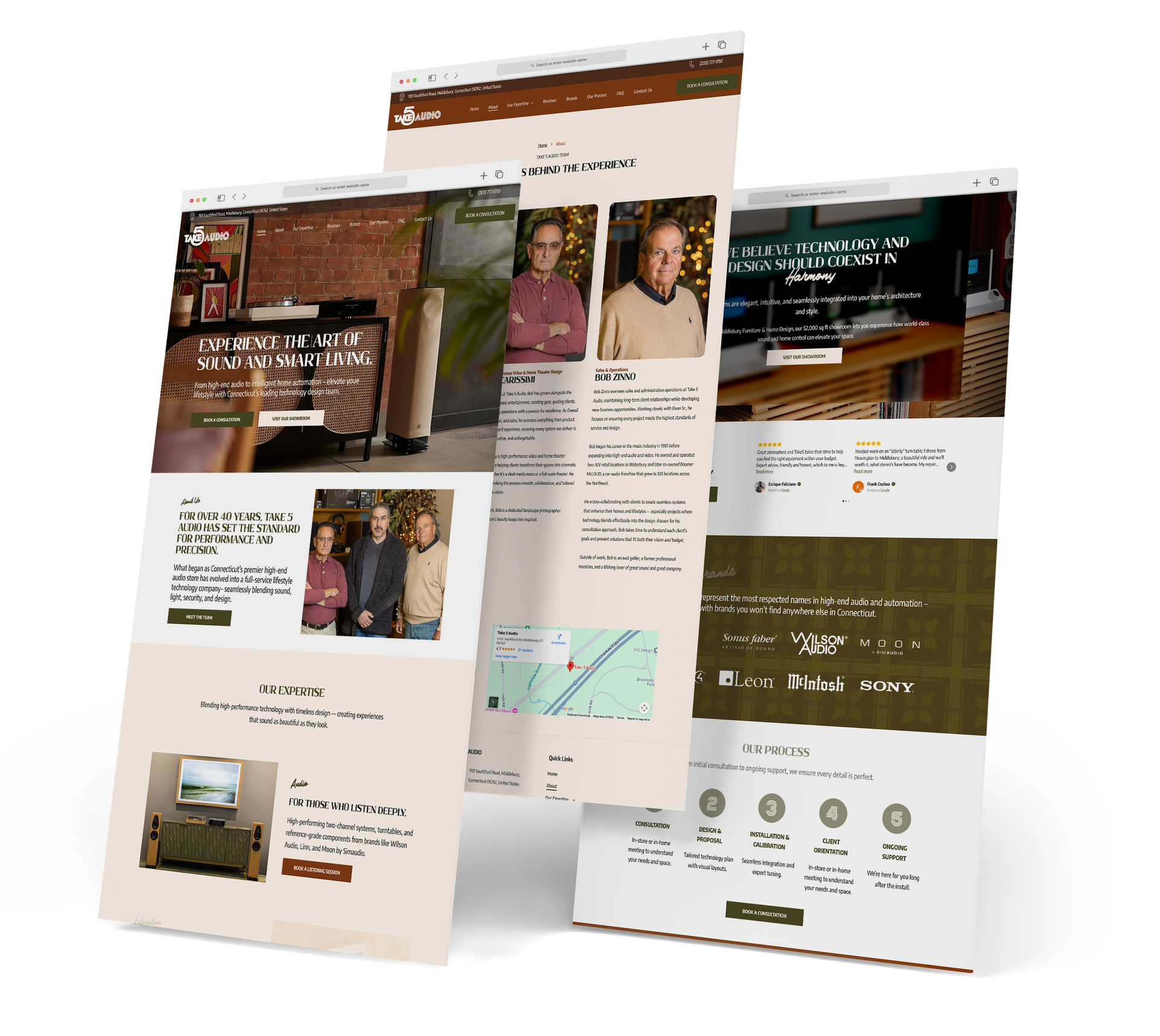 Take 5 Audio website screen grabs