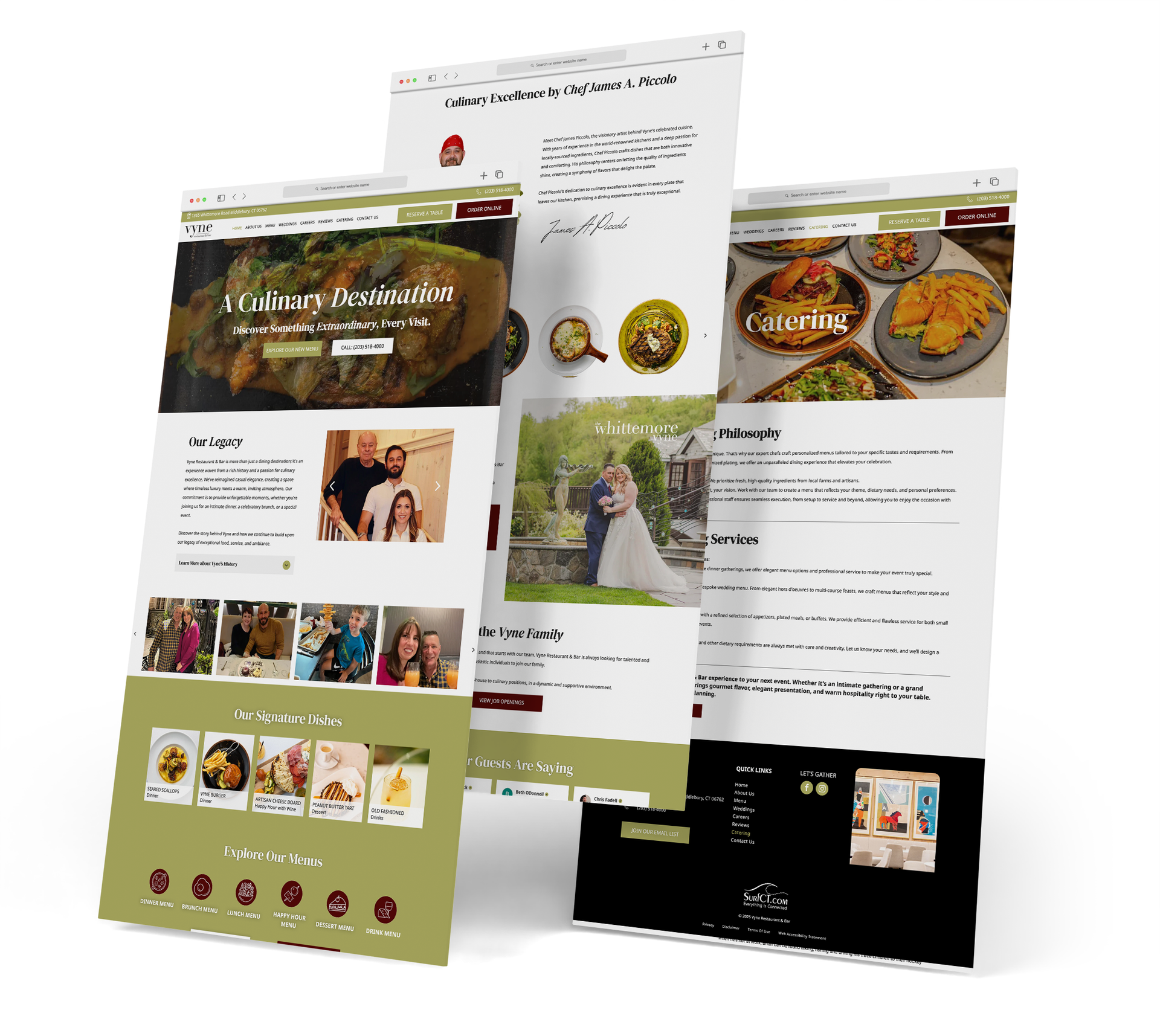 Vyne Restaurant website screen grabs