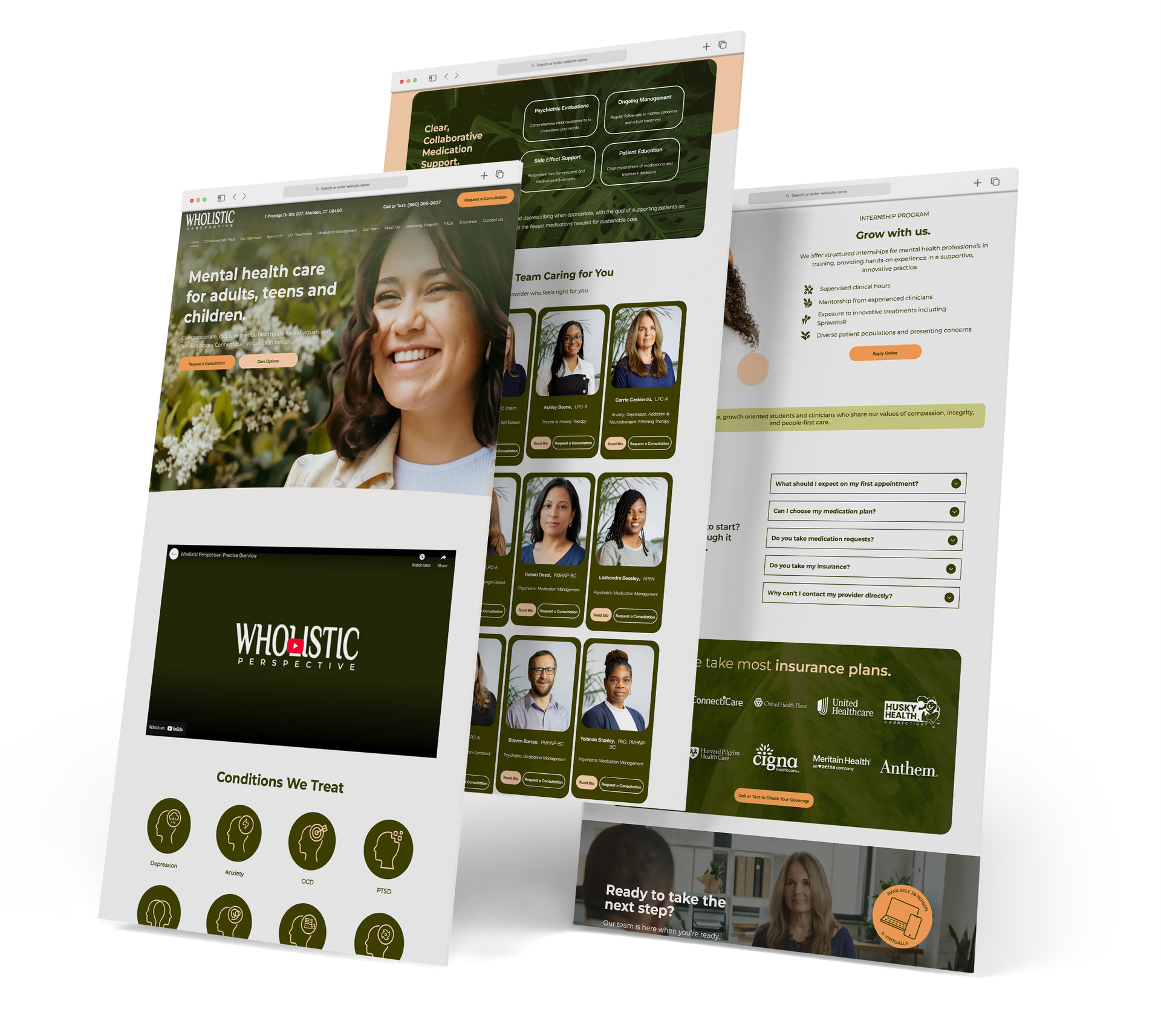 Wholistic Perspective website screen grabs