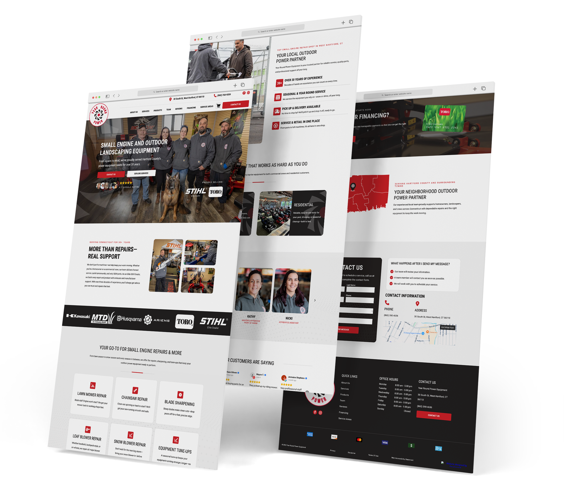 Year Round Power Equipment website screen grabs