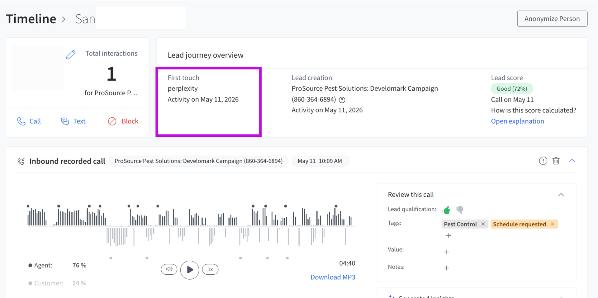 Analytics dashboard with timeline, line charts, and highlighted notification card in the center.