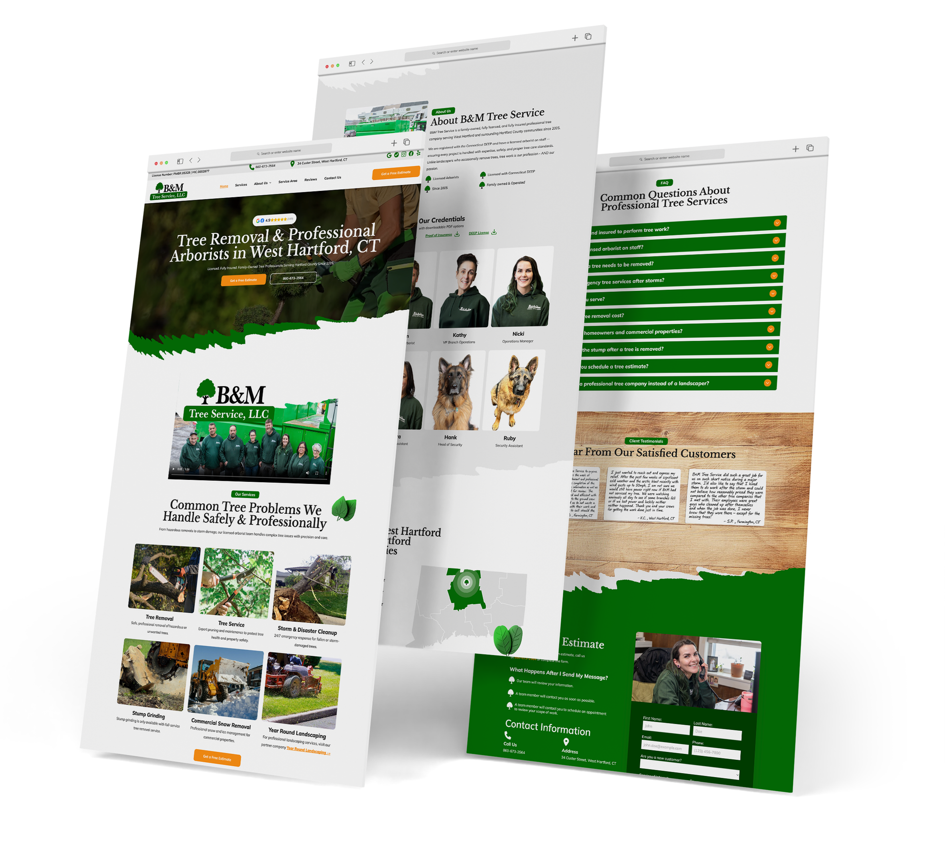 B&M Tree Service website screen grabs