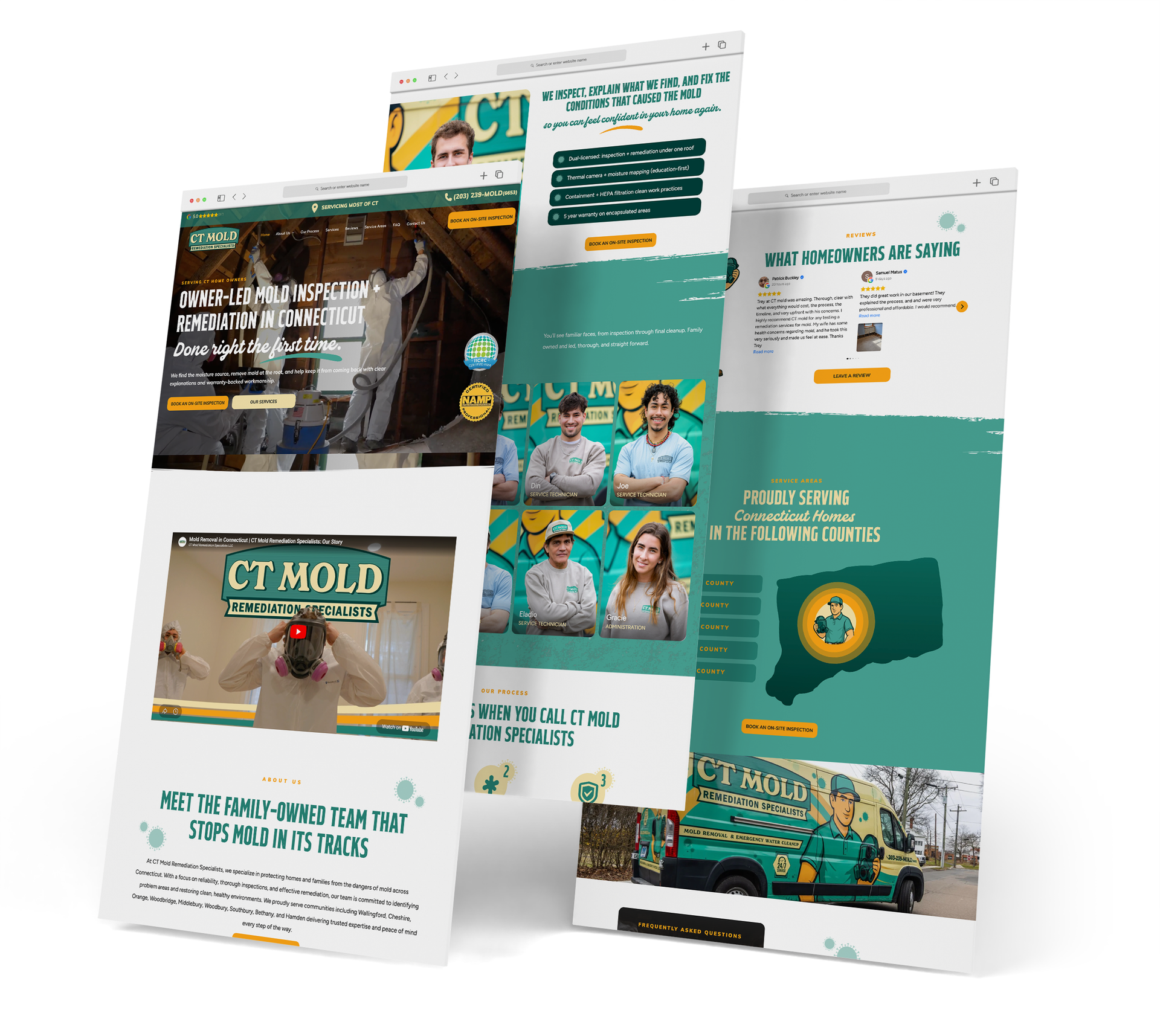 CT Mold Remediation Specialists website screen grabs.