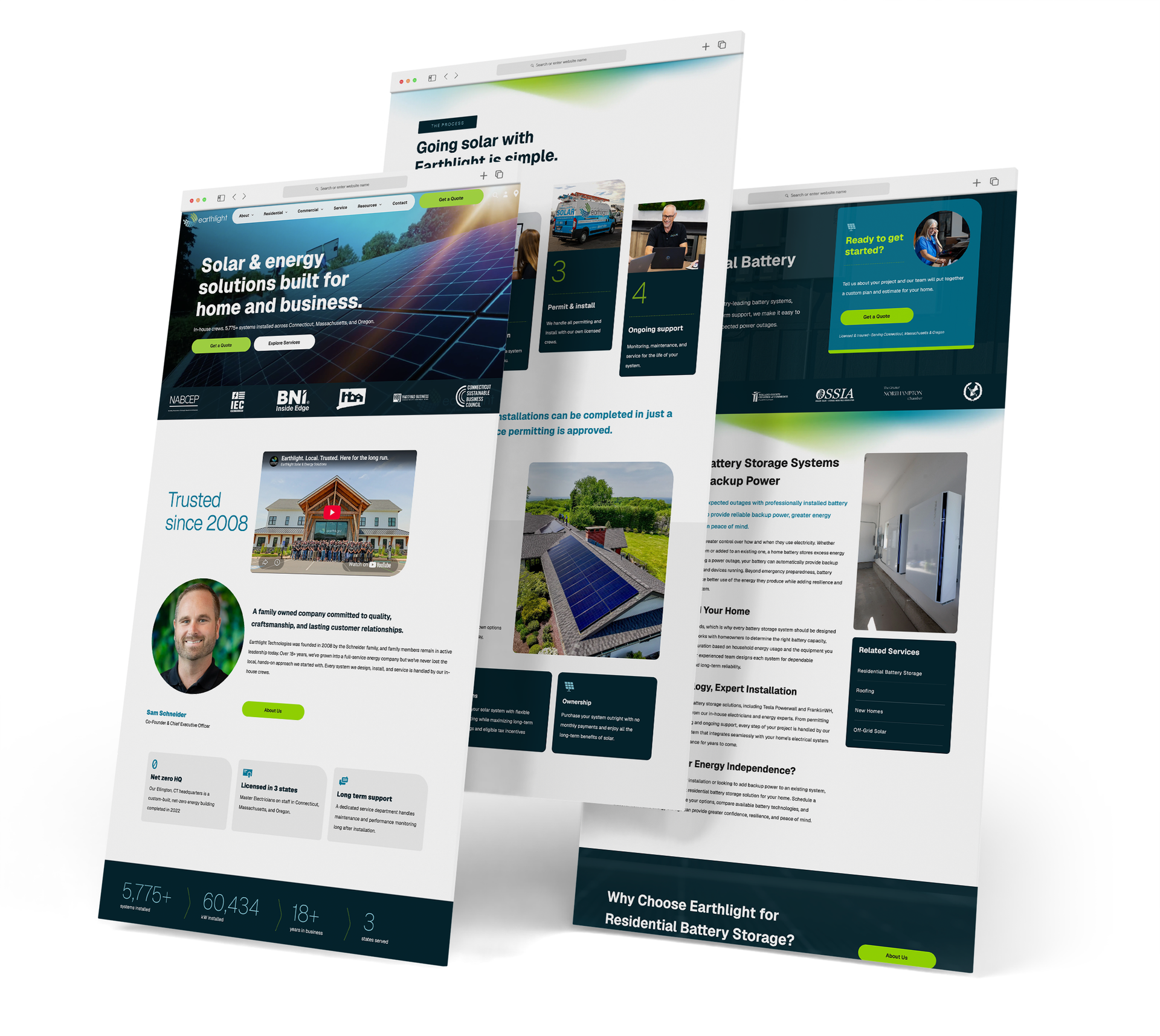 Earthlight Technologies website screen grabs.