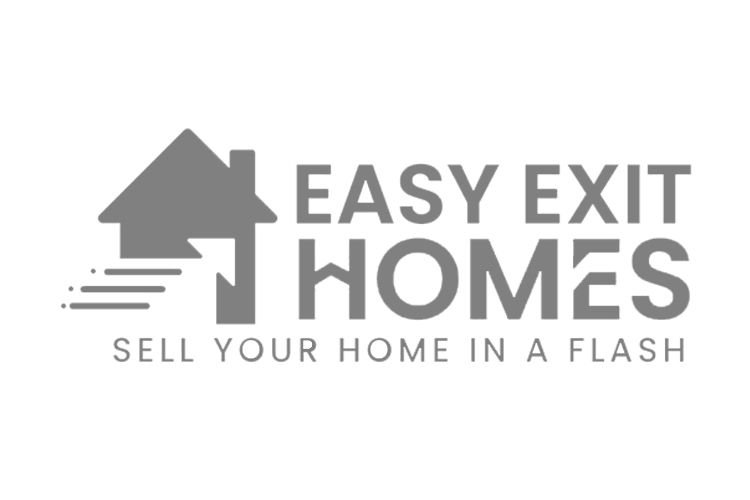 Logo: Gray house with an arrow exiting it. Text: