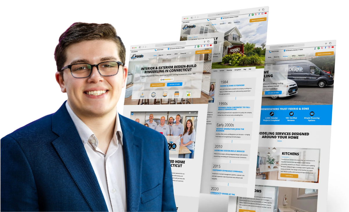 Web designer at a computer in a creative studio, representing Develomark's design team in Connecticut