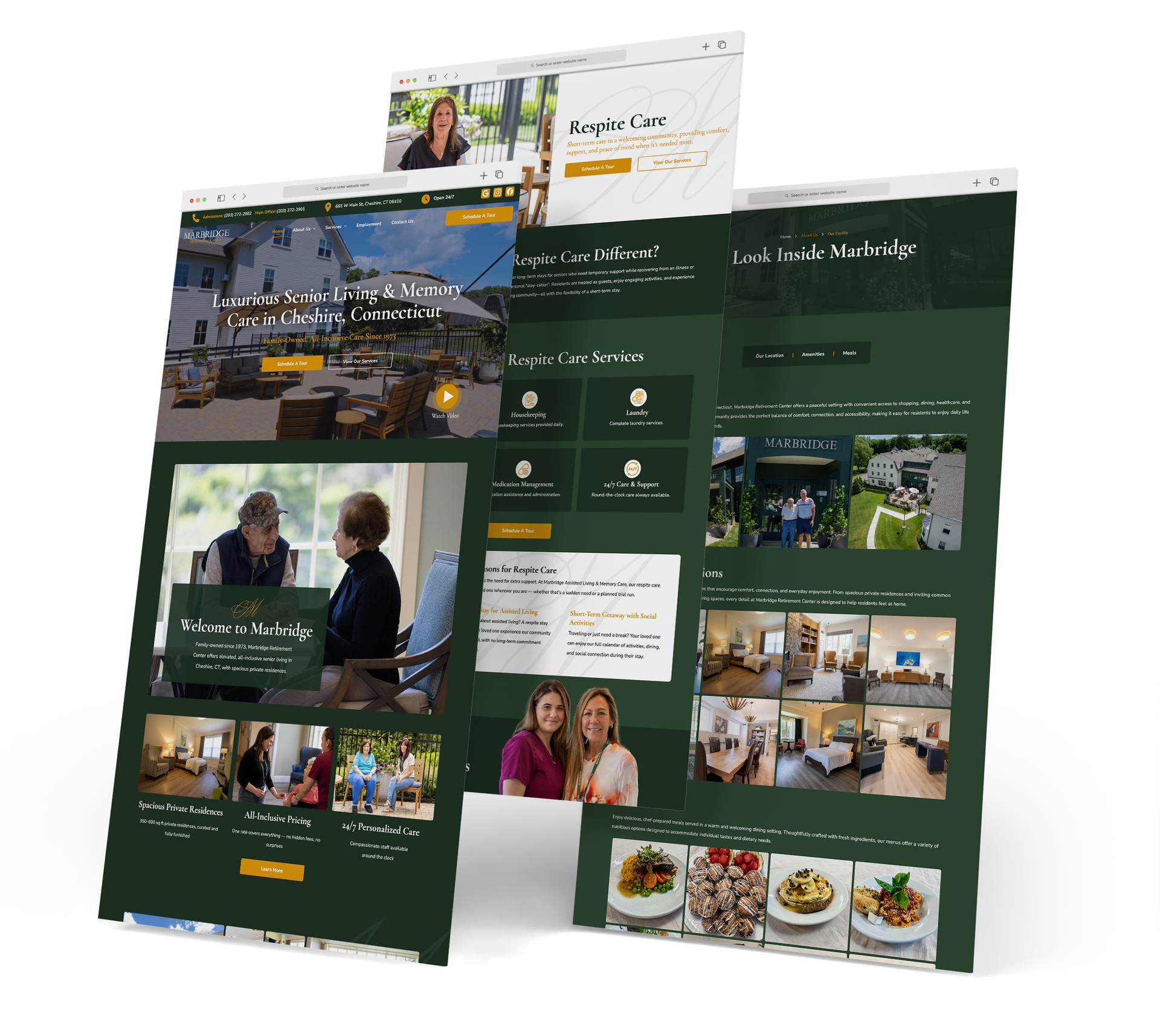 Marbridge Assisted Living & Memory Care website screen grabs