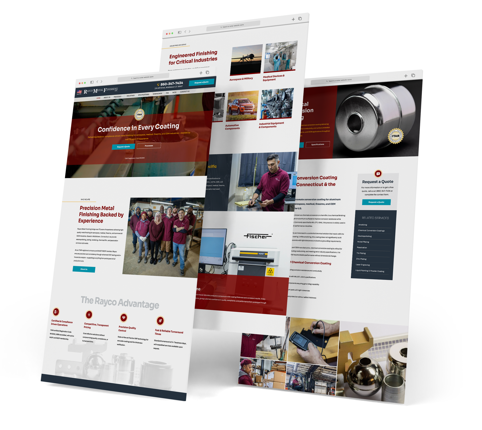 Rayco Metal Finishing Website screen grabs
