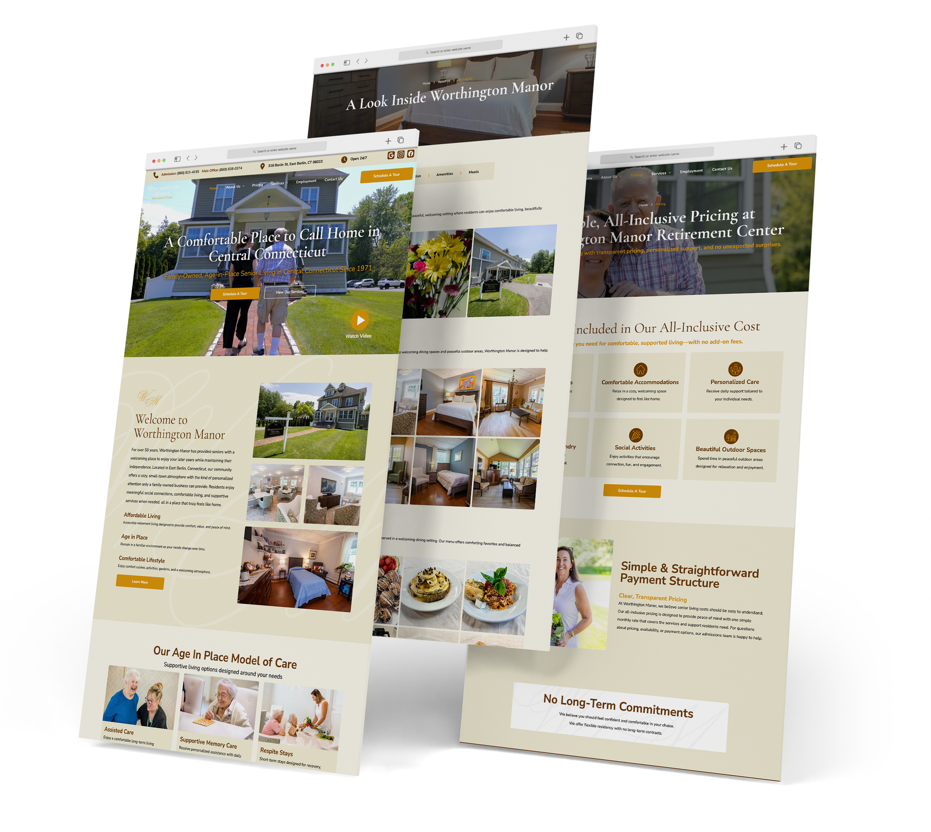 Worthington Manor website screen grabs.