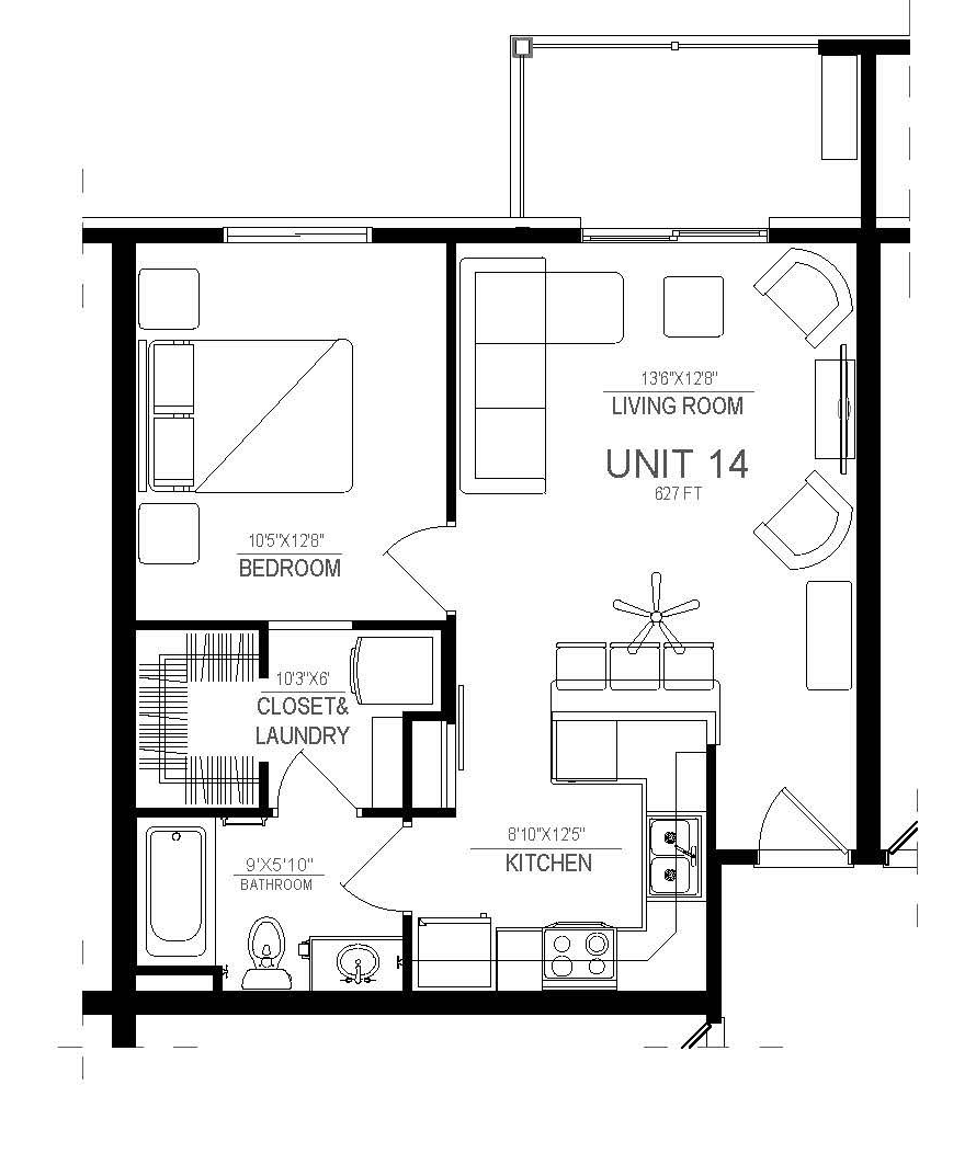 1 bed 2 bath Legacy Creekside Apartments Floor Plans
