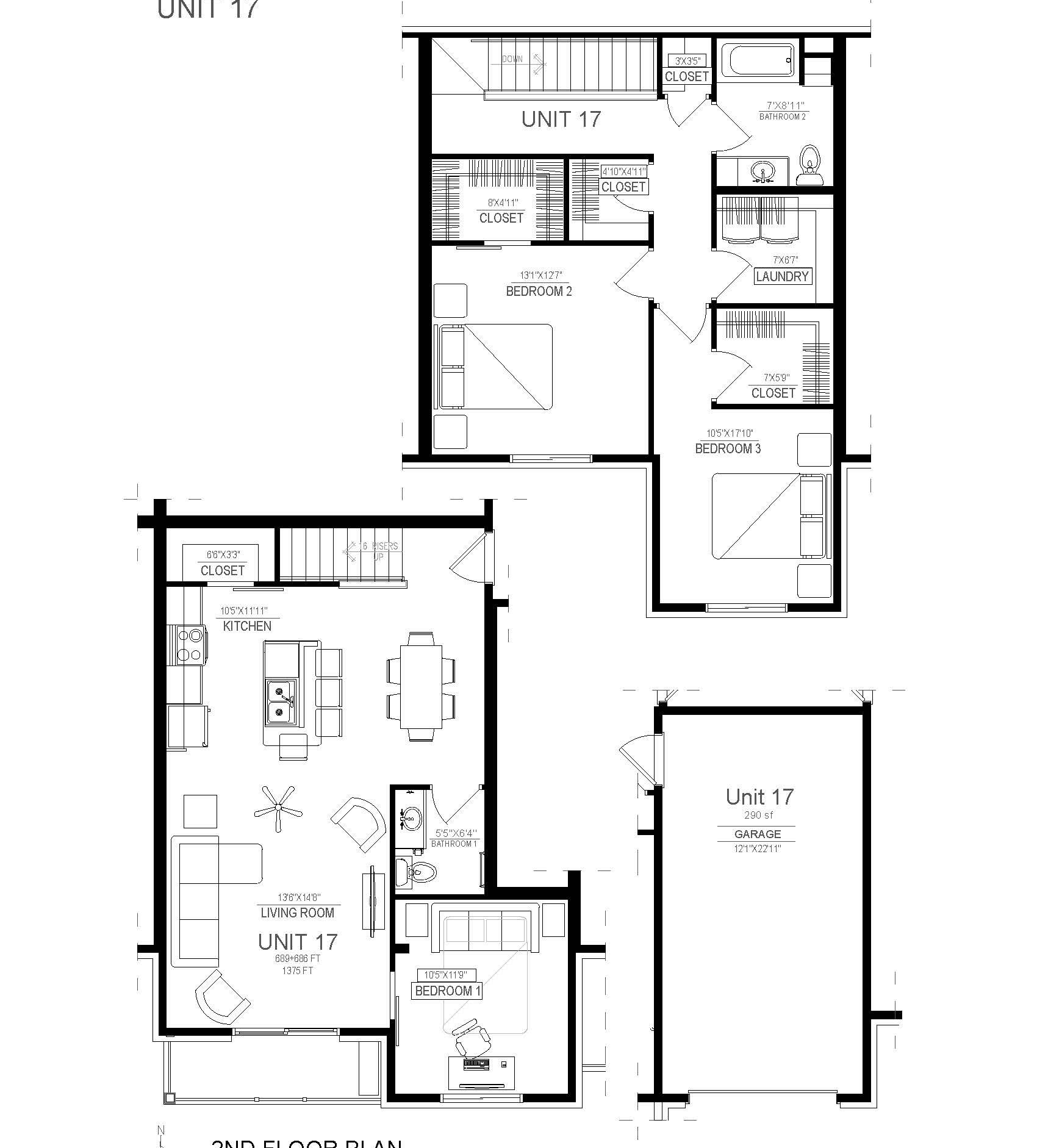 3 bed 2 bath Legacy Creekside Apartments Floor Plans
