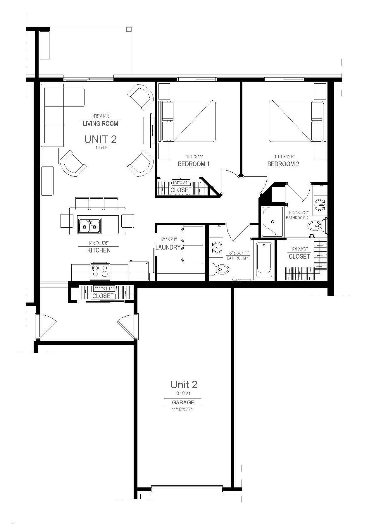 2 bed 2 bath Legacy Creekside Apartments Floor Plans