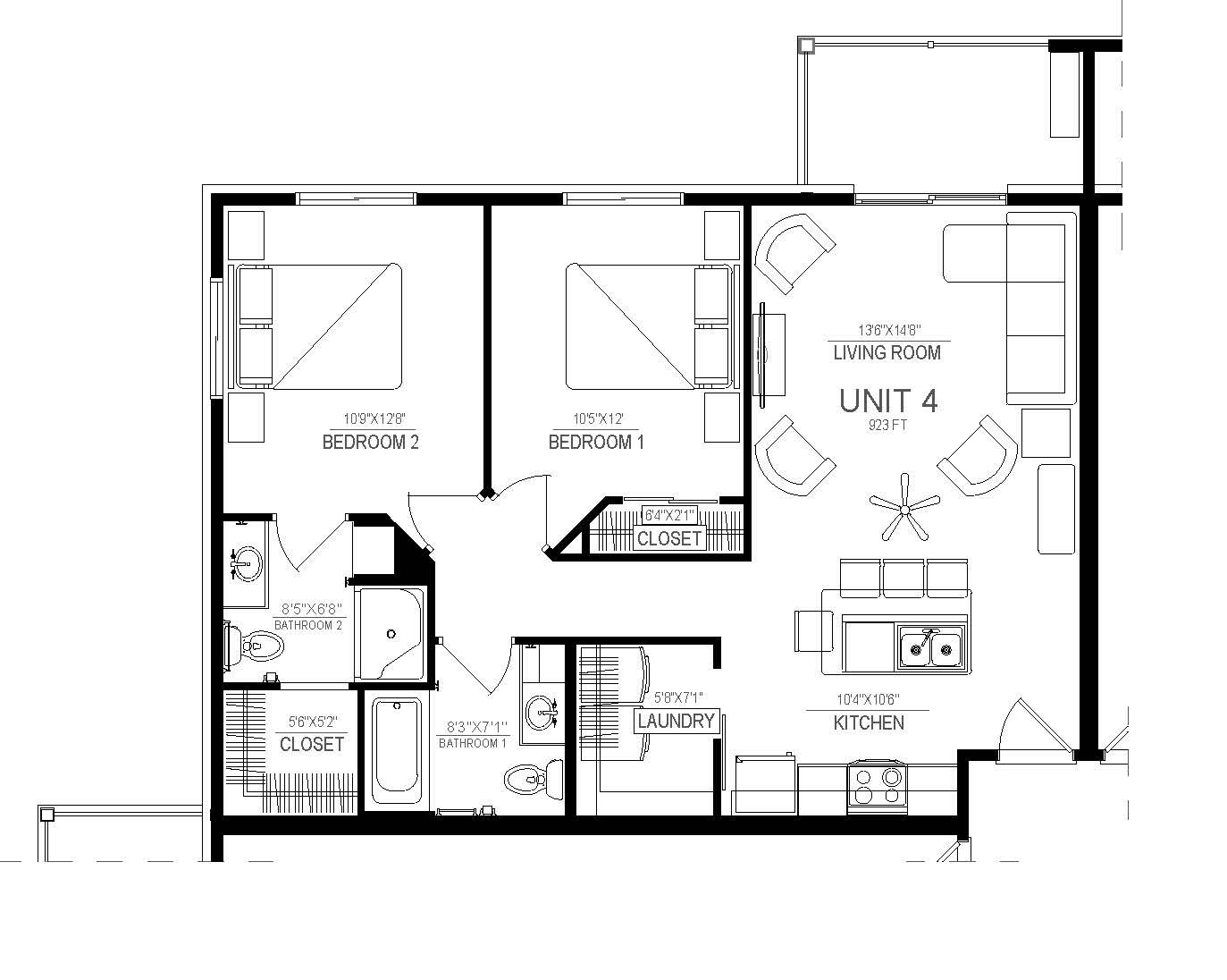 2 bed 2 bath Legacy Creekside Apartments Floor Plans
